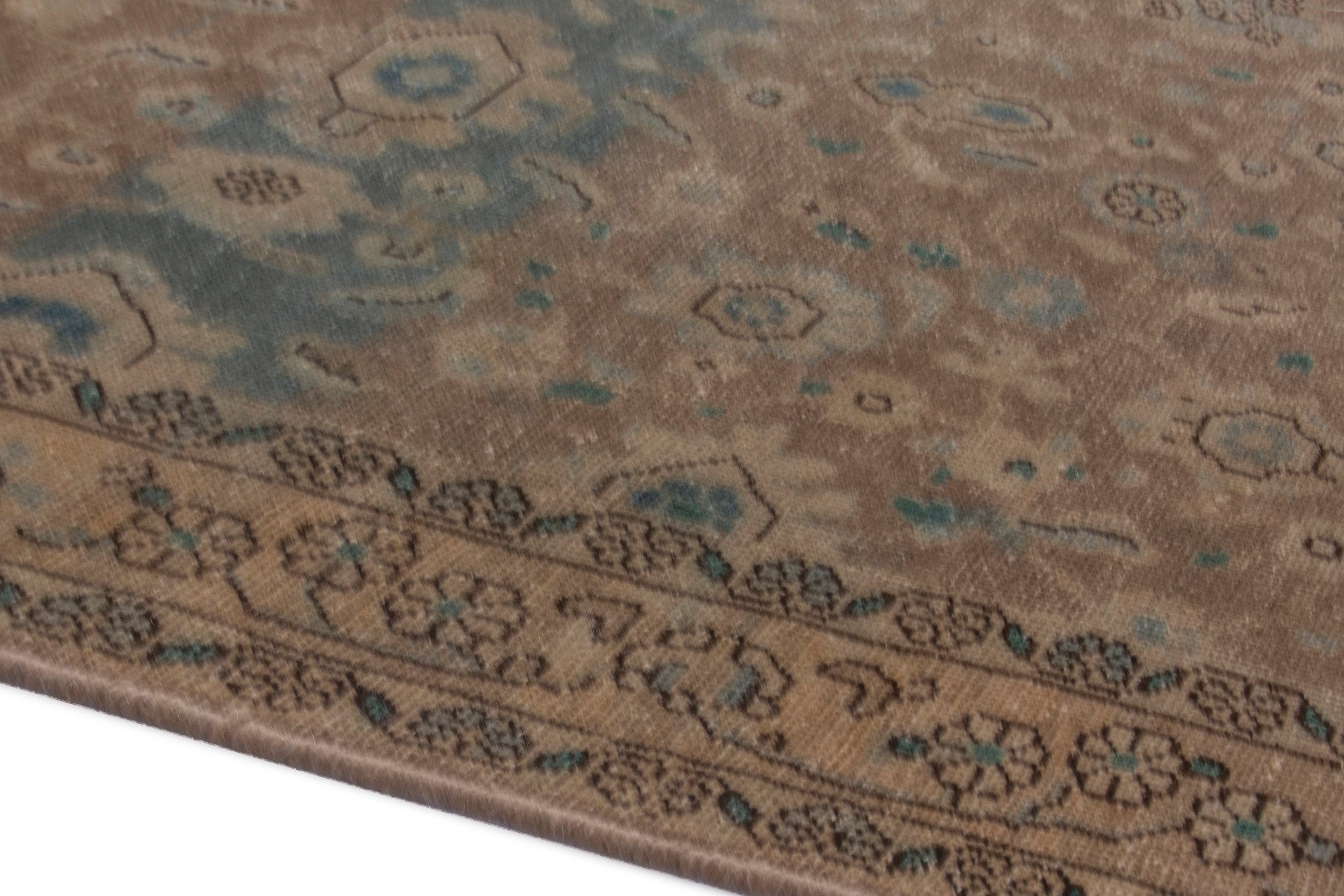 Persian Malayer area rug in tan and teal, view 7 of 23