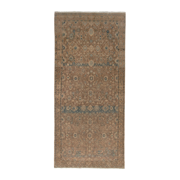 Persian Malayer runner rug in tan and teal, 5'5" x 13'