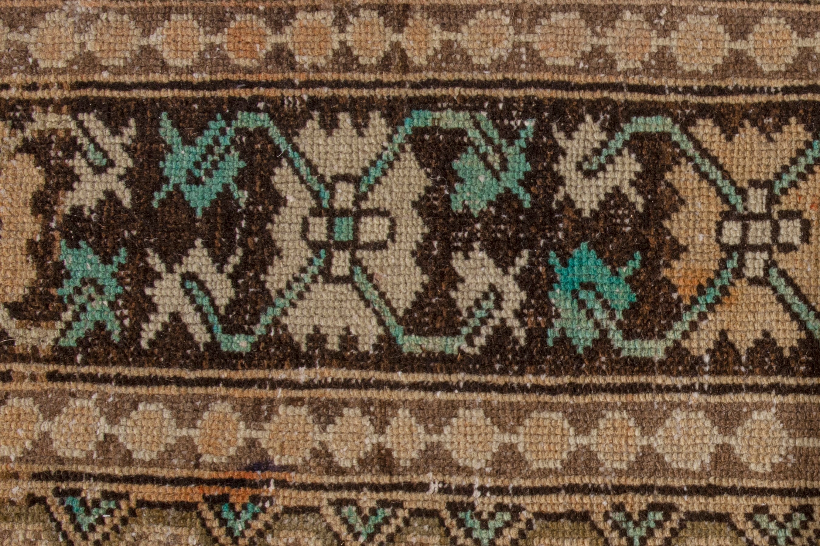 Persian Bakhtiari area rug in tan and dark brown, view 11 of 20