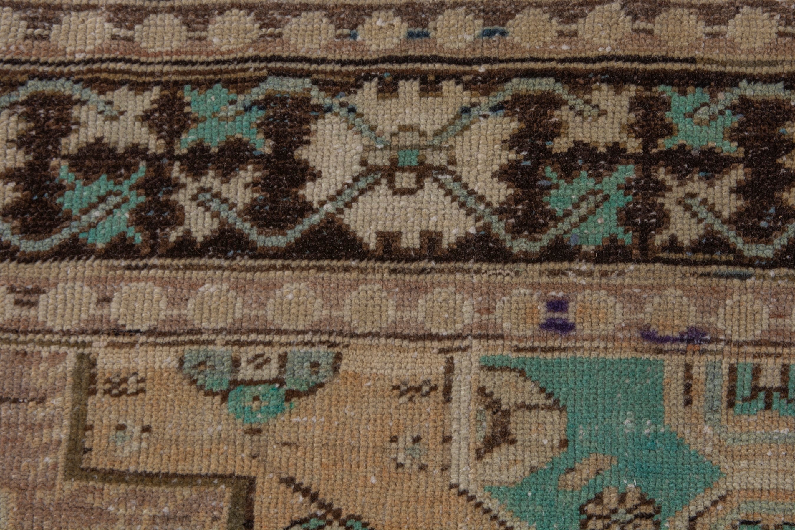 Persian Bakhtiari area rug in tan and dark brown, view 12 of 20