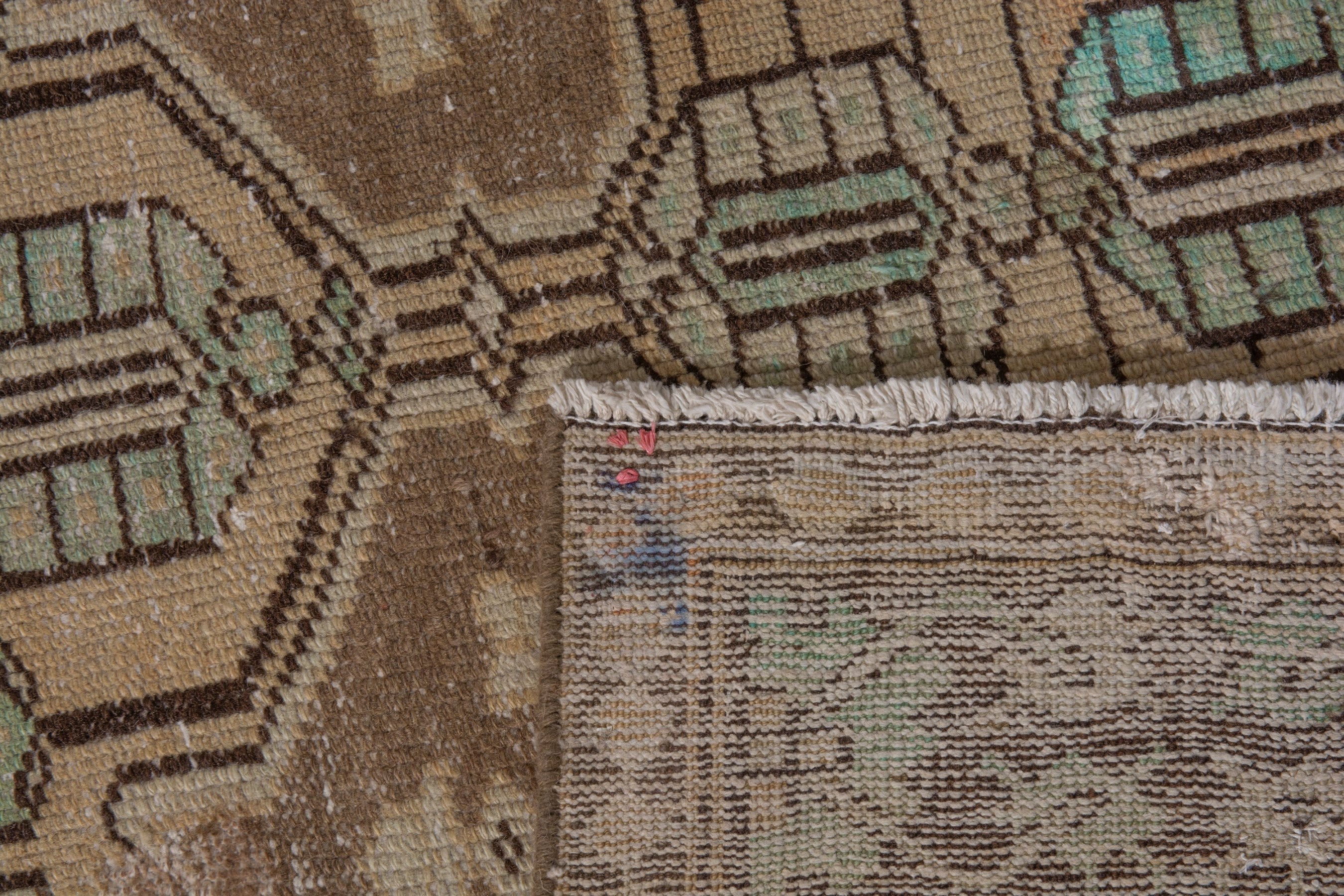 Persian Bakhtiari area rug in tan and dark brown, view 20 of 20