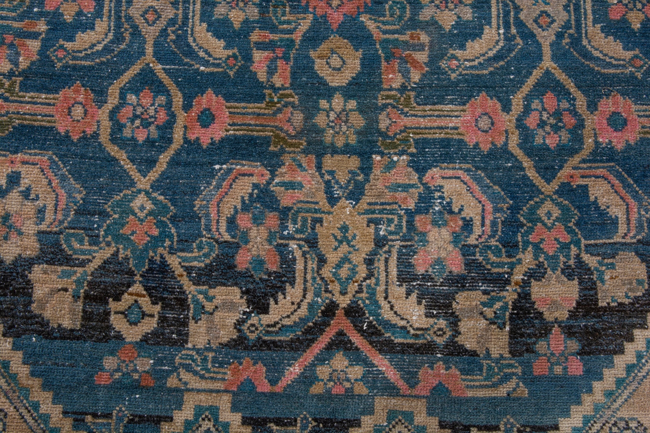 Persian Malayer area rug in navy and dusty rose, view 14 of 24