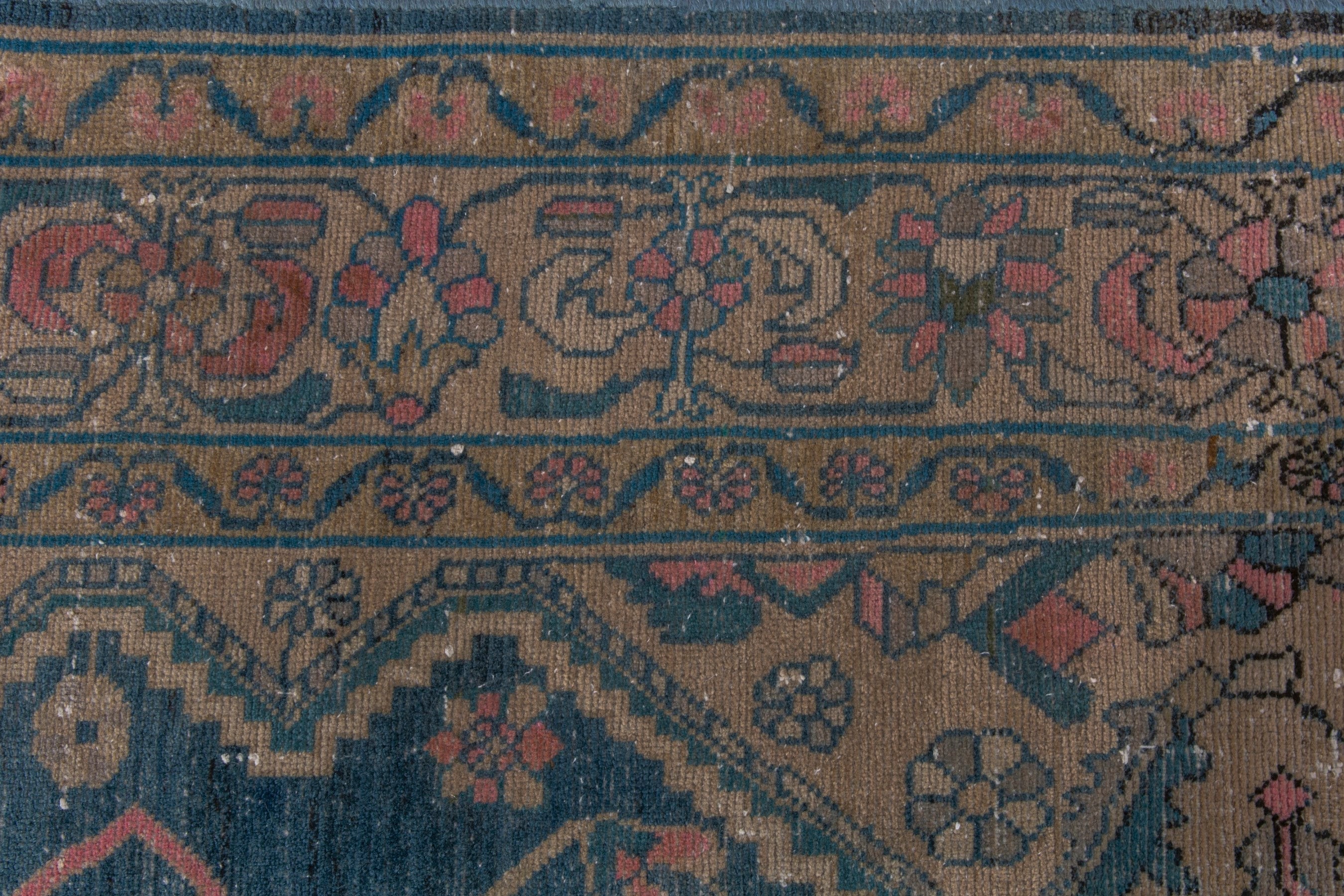 Persian Malayer area rug in navy and dusty rose, view 11 of 24