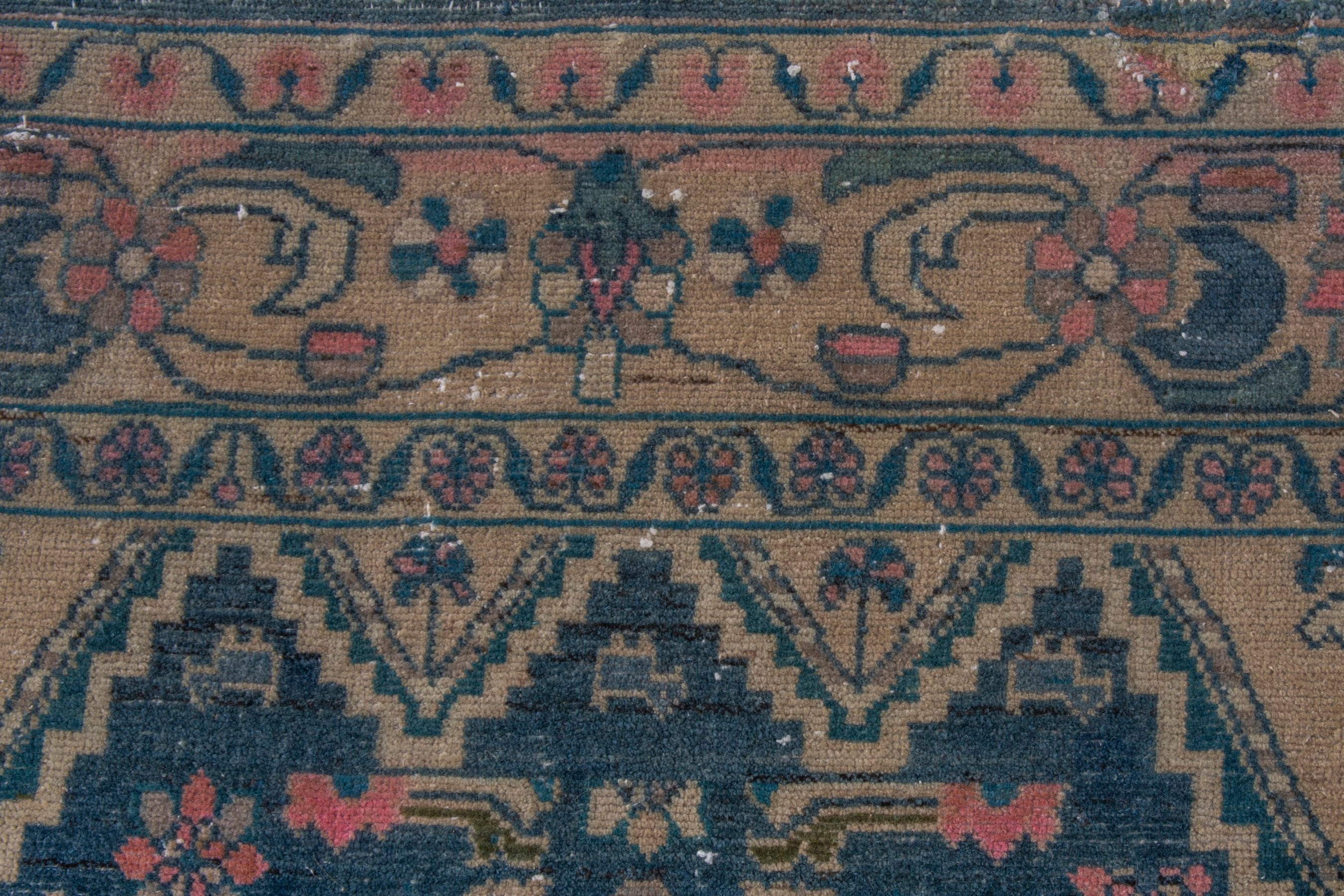 Persian Malayer area rug in navy and dusty rose, view 12 of 24