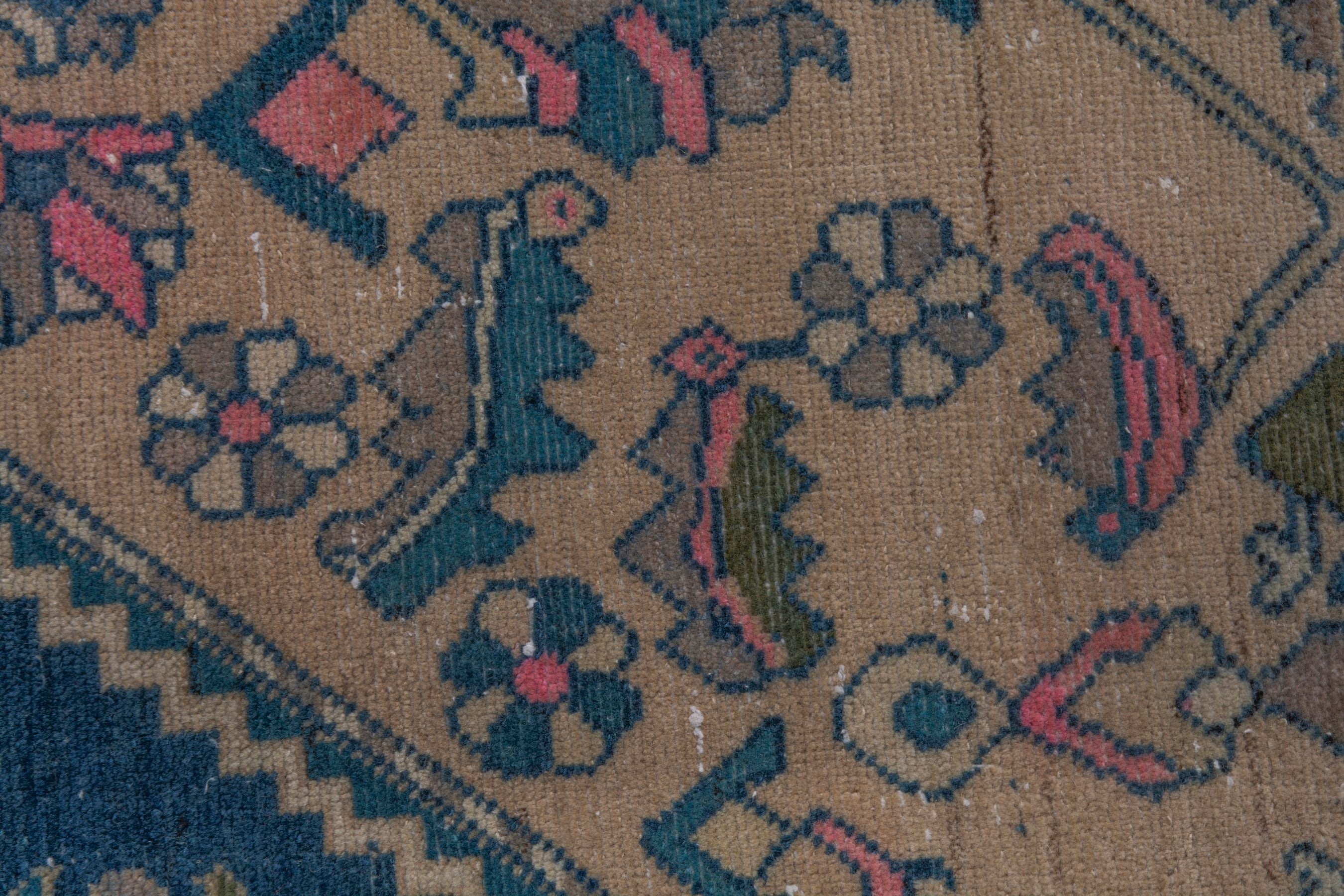 Persian Malayer area rug in navy and dusty rose, view 16 of 24