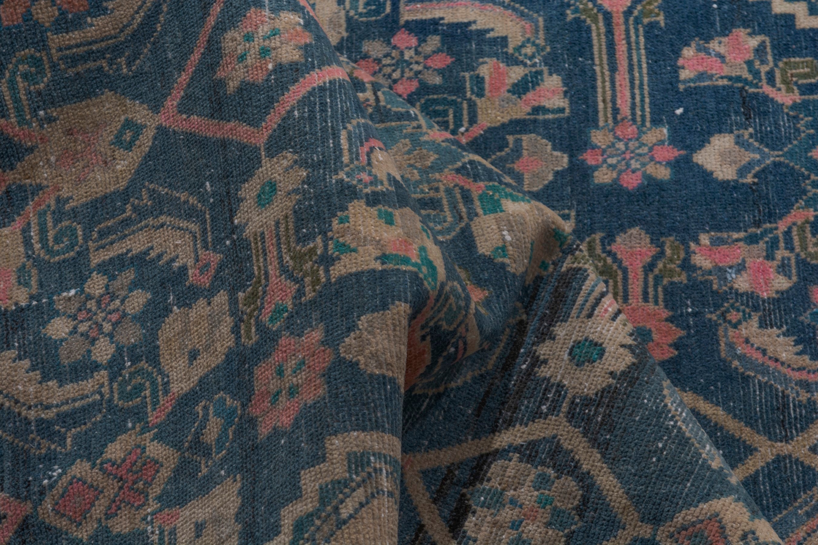 Persian Malayer area rug in navy and dusty rose, view 18 of 24