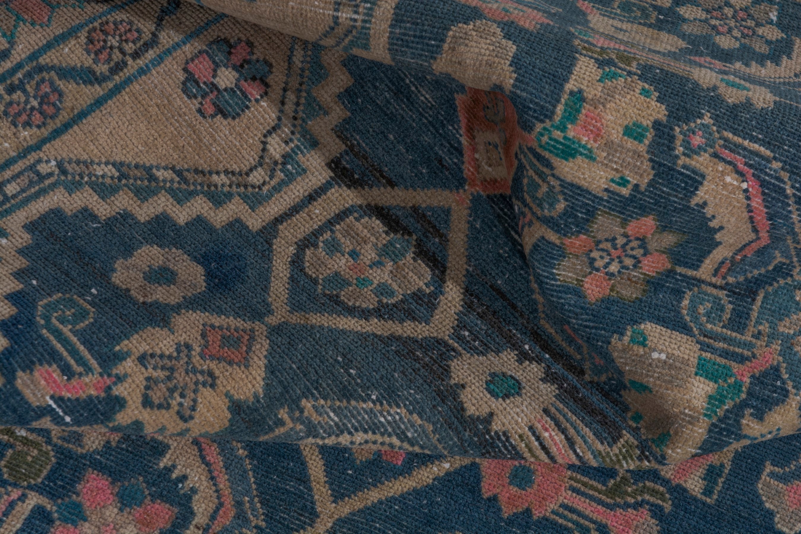 Persian Malayer area rug in navy and dusty rose, view 20 of 24