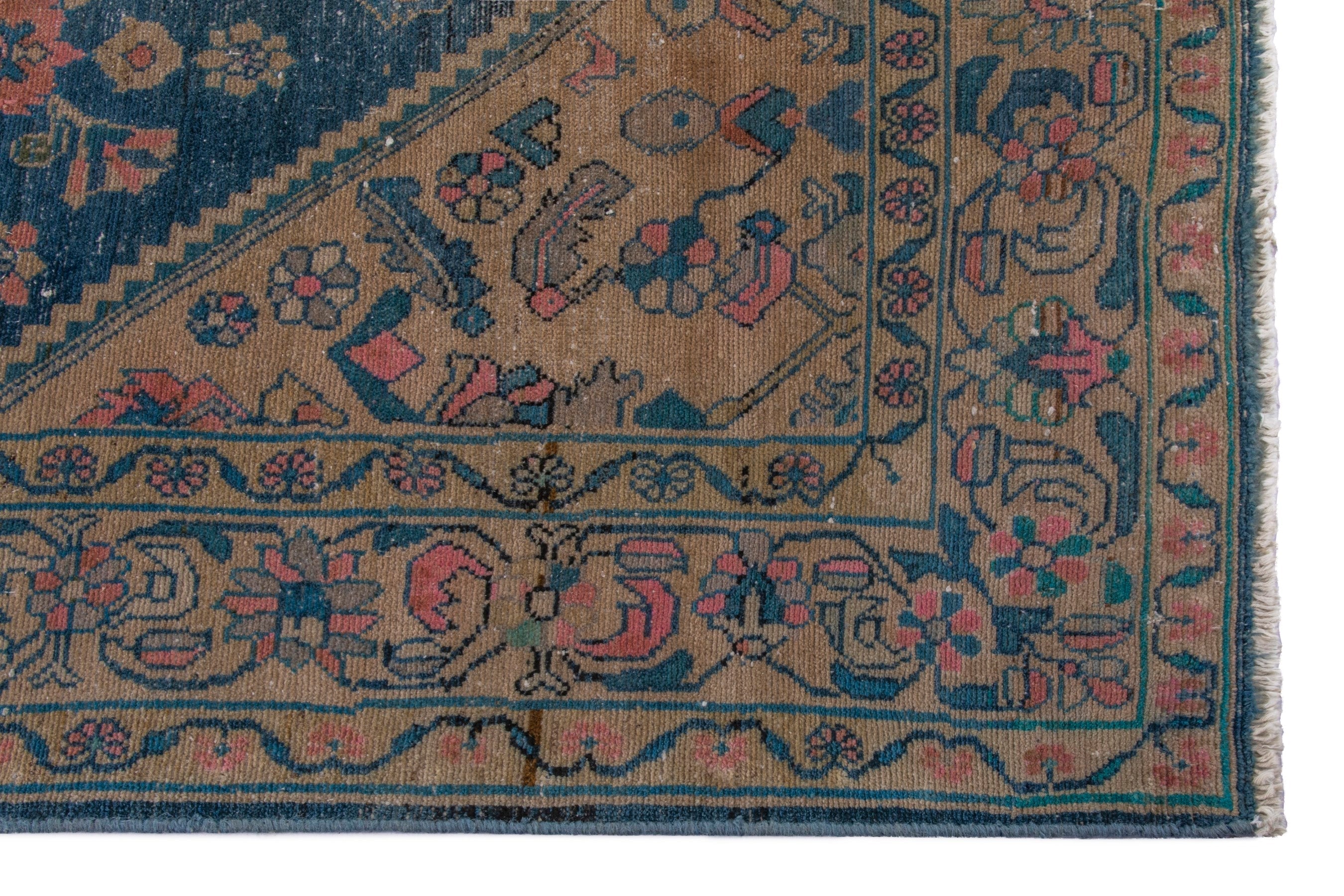 Persian Malayer area rug in navy and dusty rose, view 5 of 24