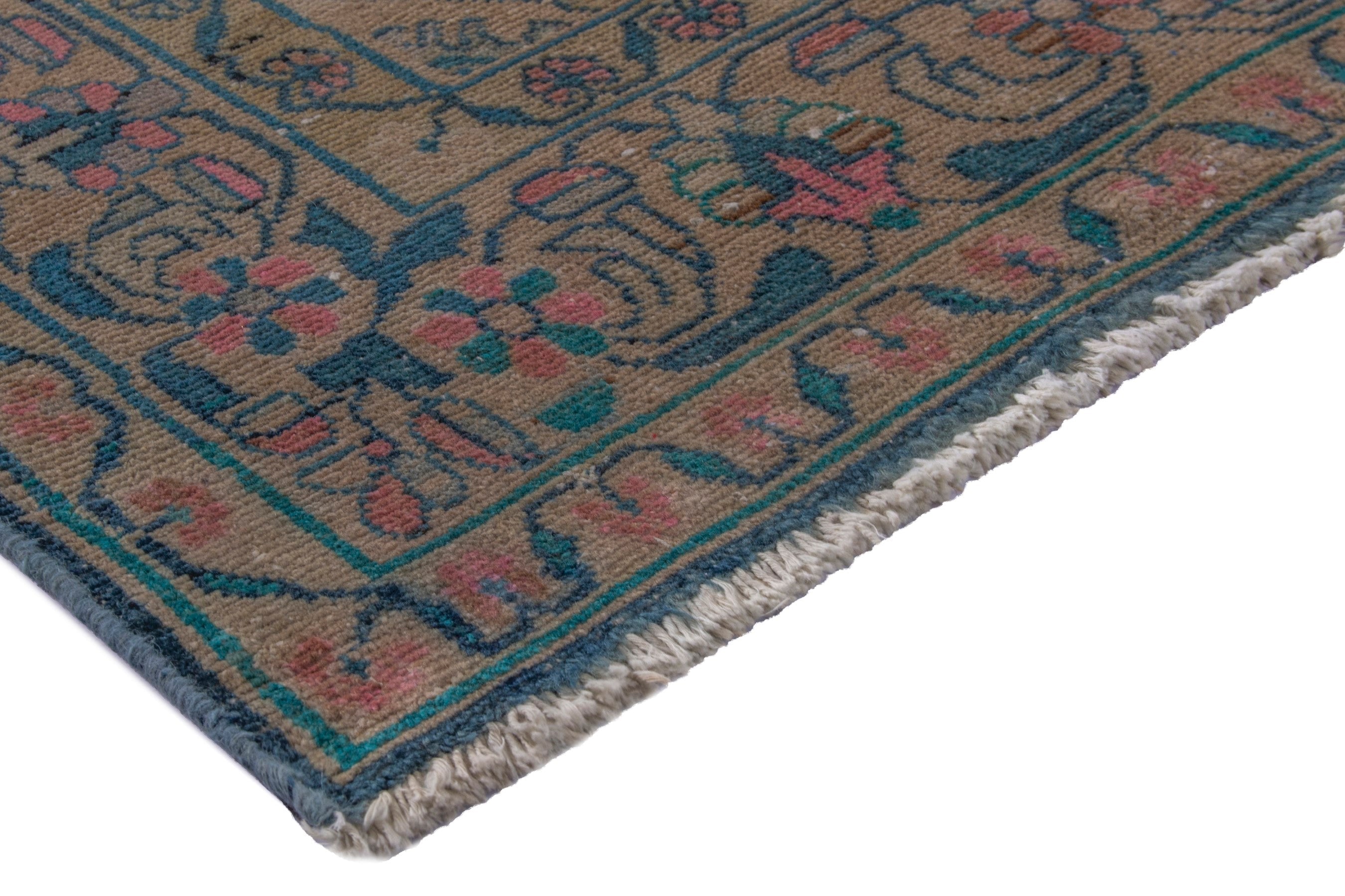 Persian Malayer area rug in navy and dusty rose, view 4 of 24