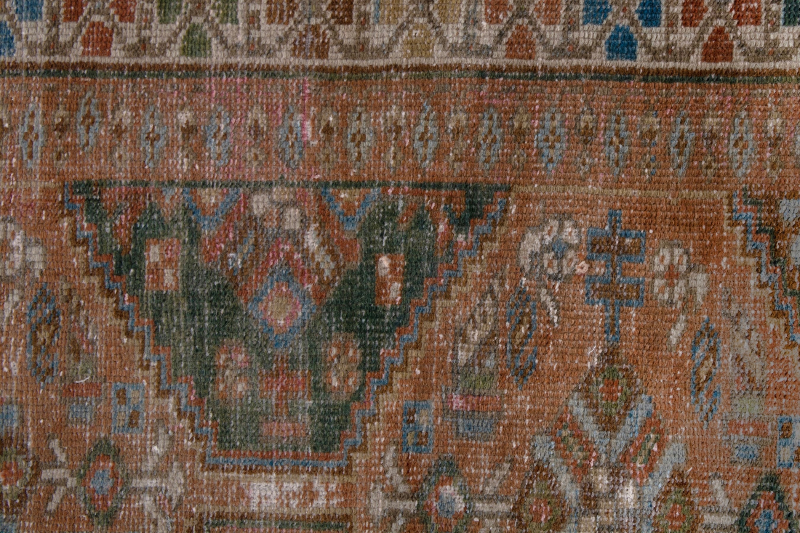 Persian Shiraz area rug in rust and teal, view 15 of 20