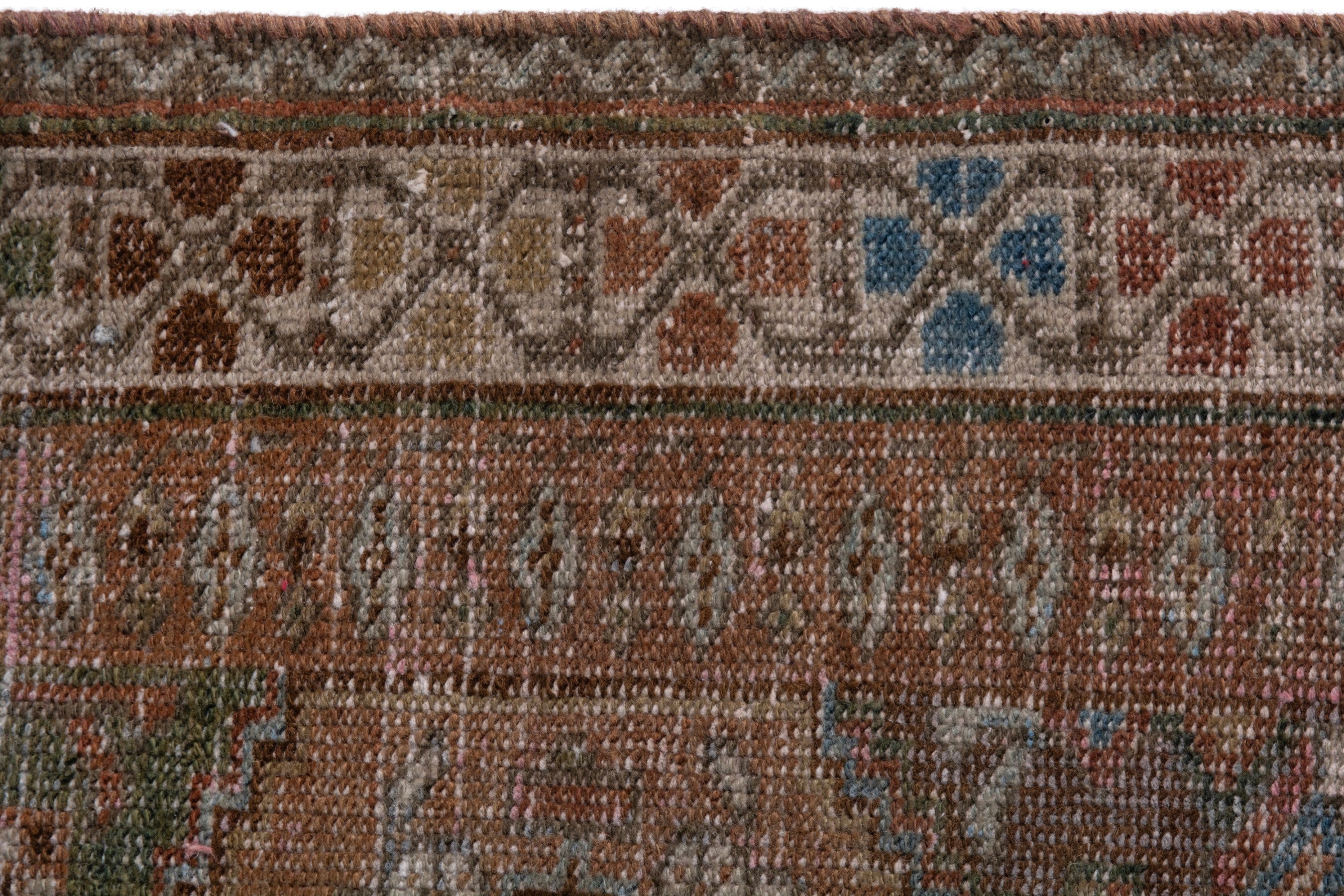 Persian Shiraz area rug in rust and teal, view 12 of 20