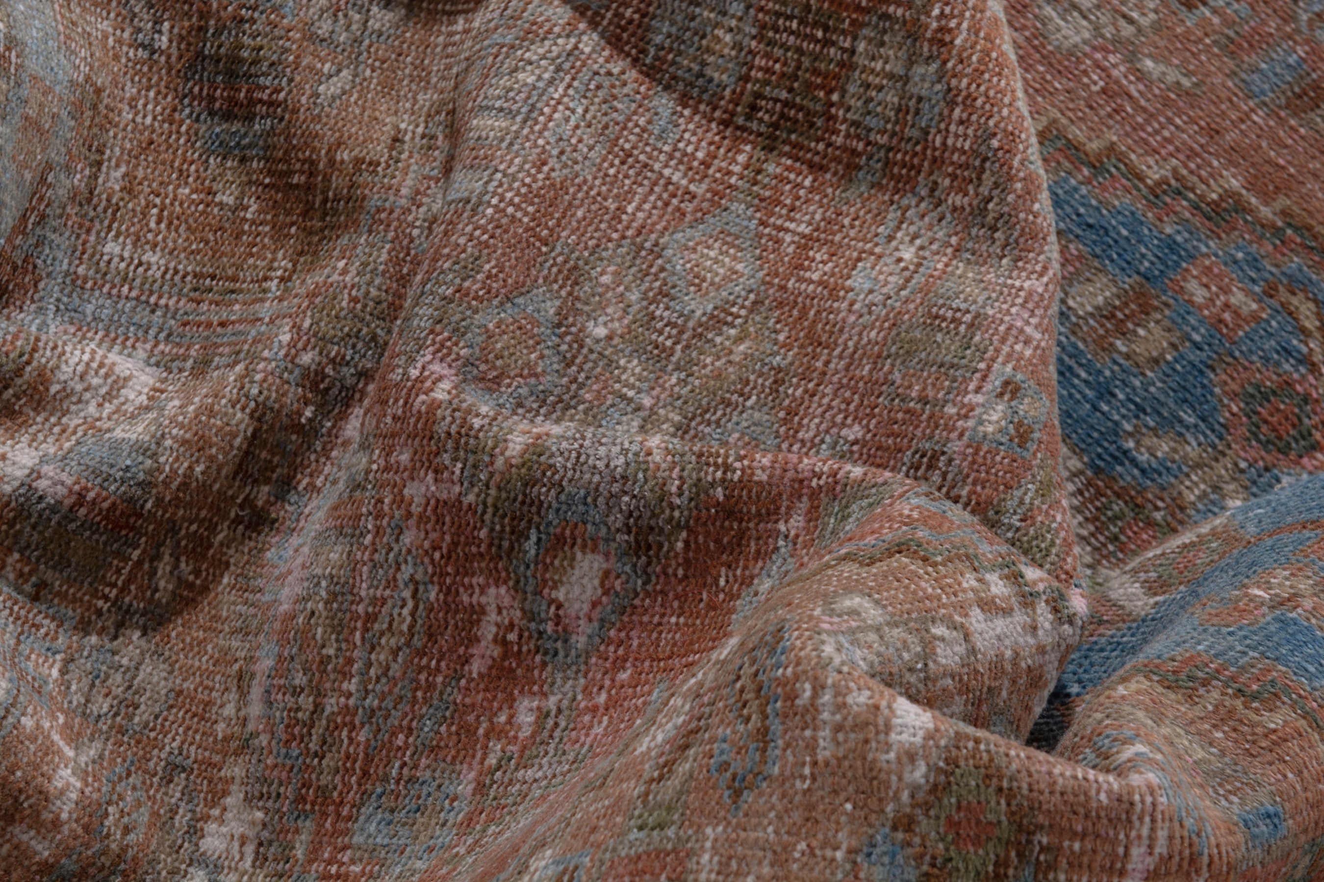 Persian Shiraz area rug in rust and teal, view 16 of 20