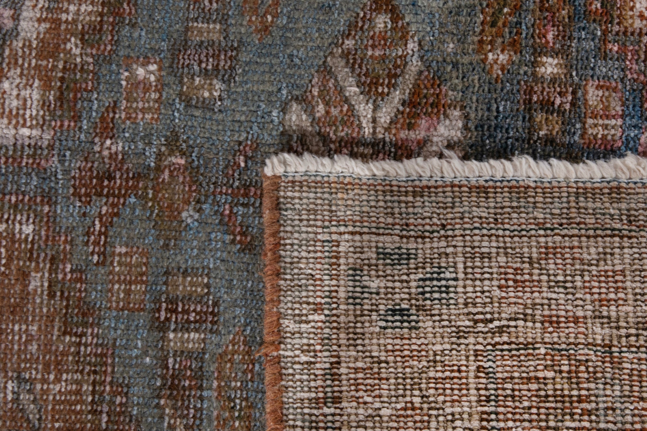 Persian Shiraz area rug in rust and teal, view 20 of 20
