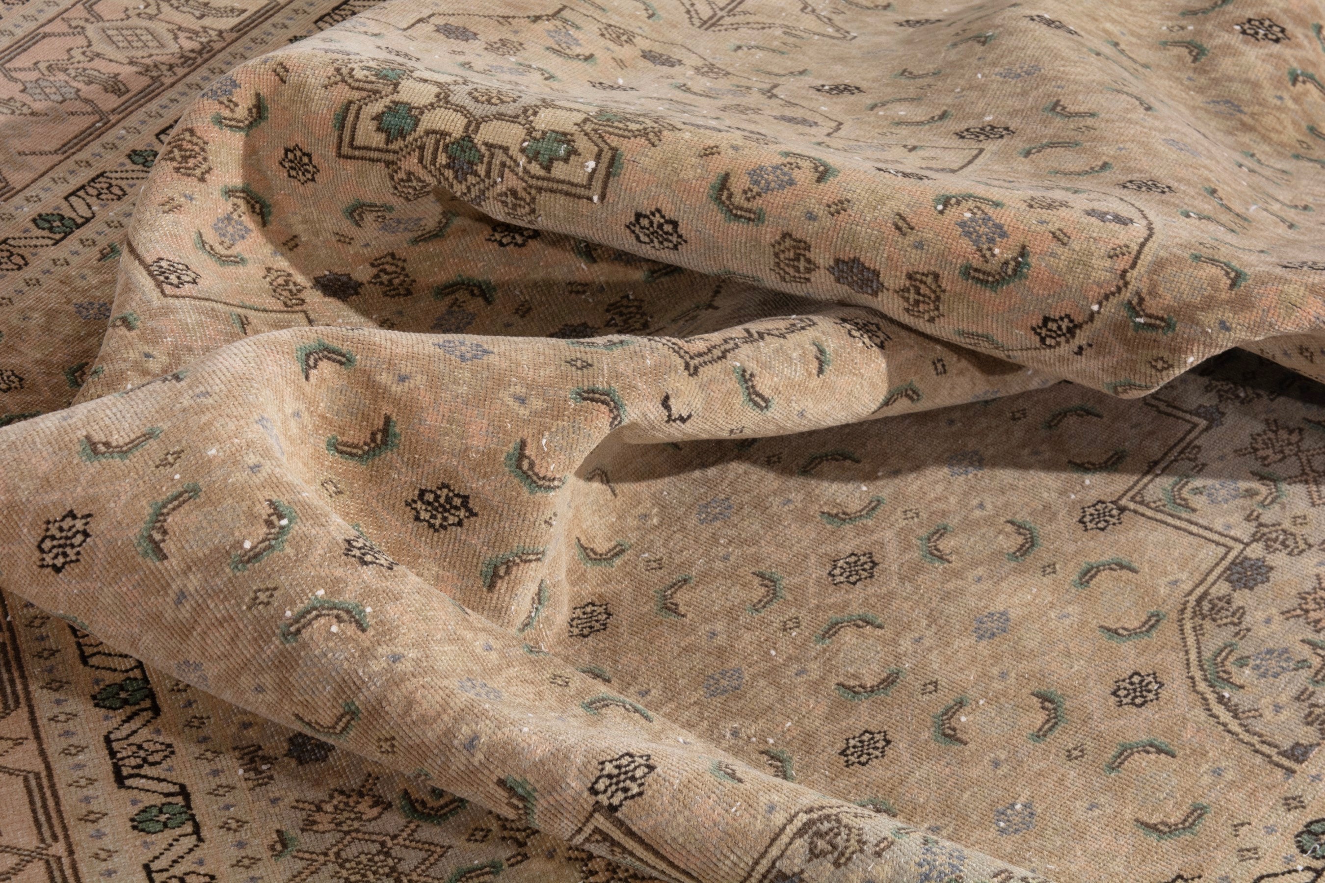 Persian Ardabil area rug in taupe and tan, view 19 of 23