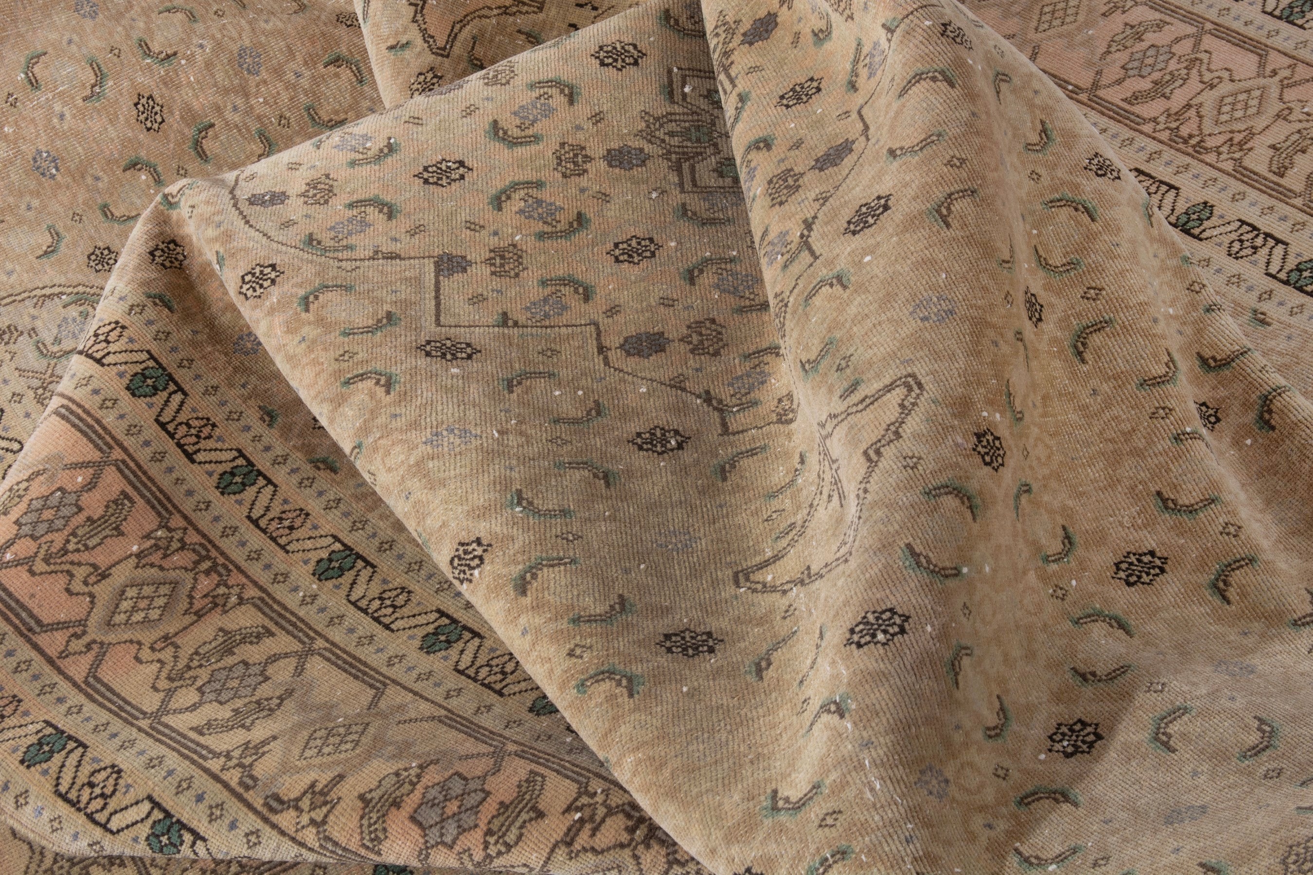 Persian Ardabil area rug in taupe and tan, view 22 of 23