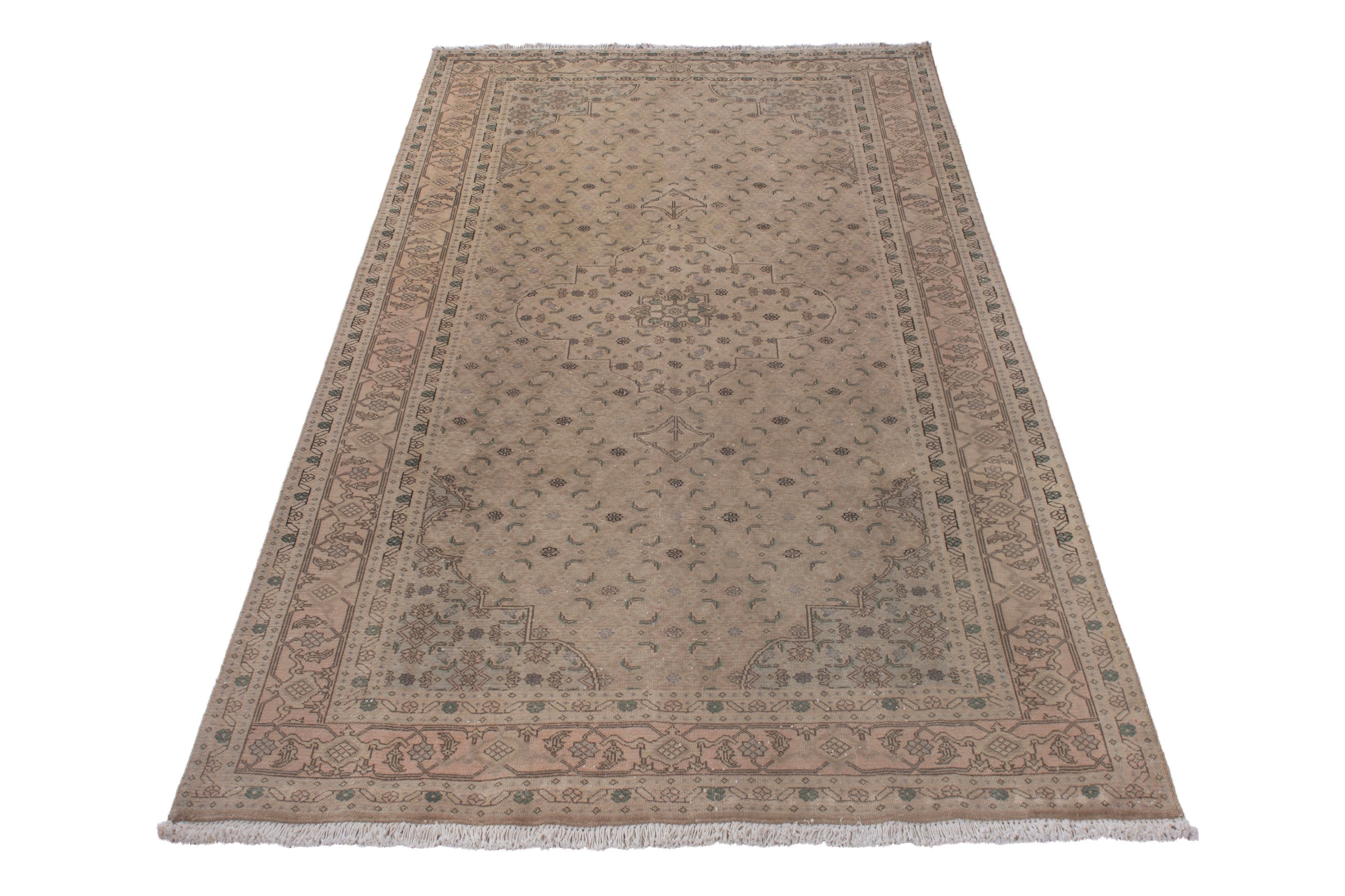 Persian Ardabil area rug in taupe and tan, view 3 of 23