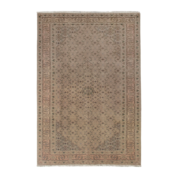 Persian Ardabil area rug in taupe and tan, 6'8" x 9'10"