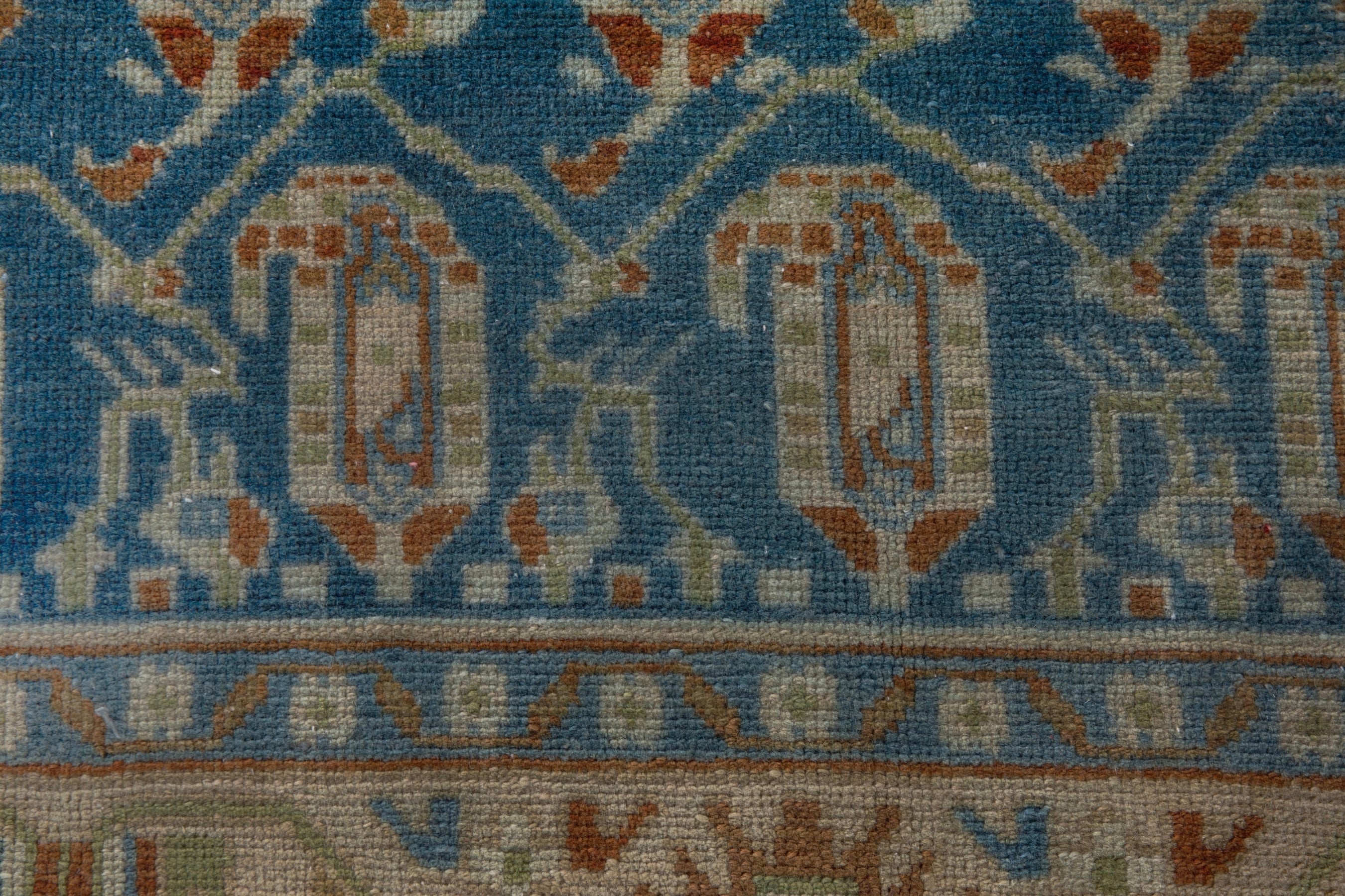 Persian Borujerd area rug in teal and beige, view 11 of 22