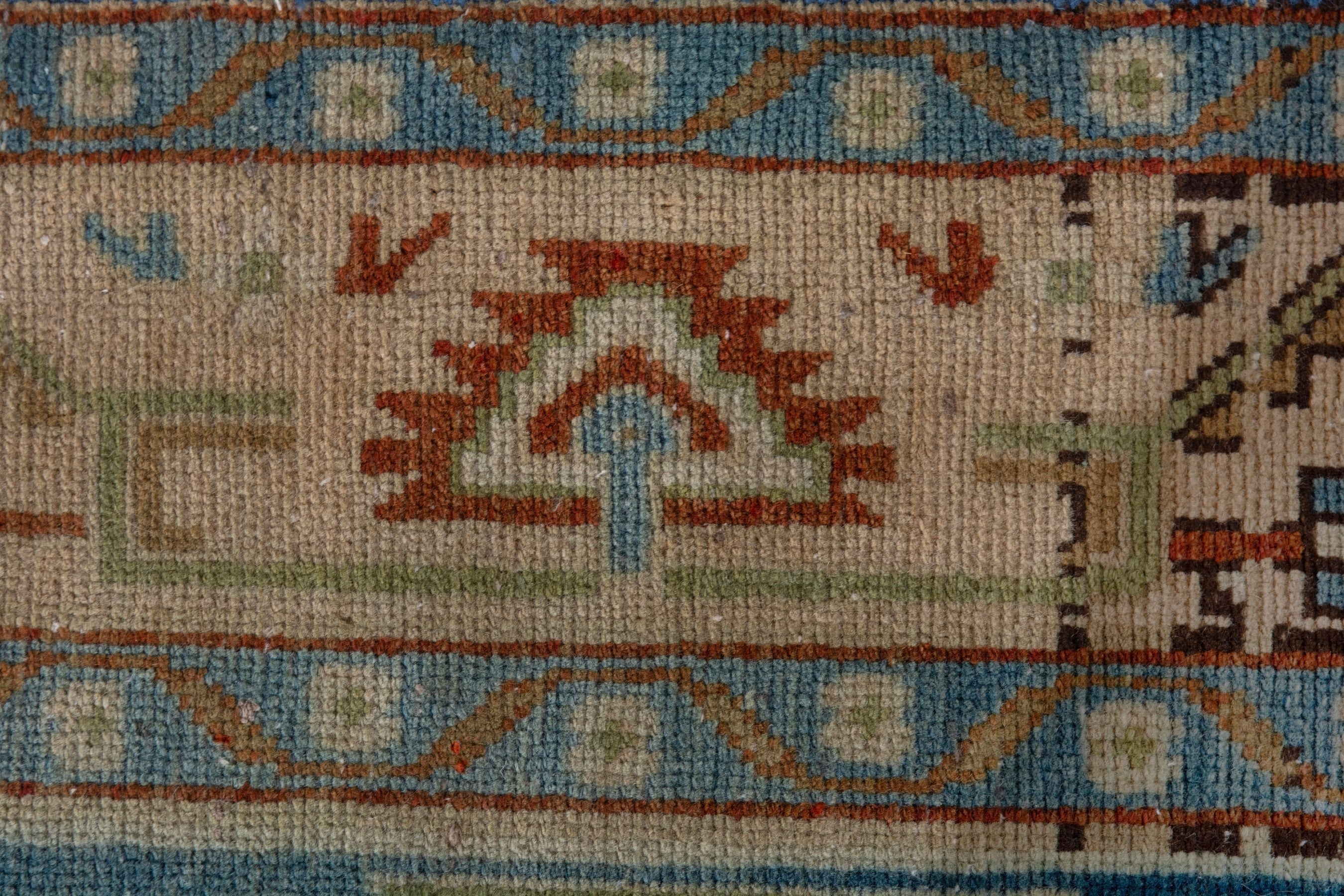 Persian Borujerd area rug in teal and beige, view 13 of 22