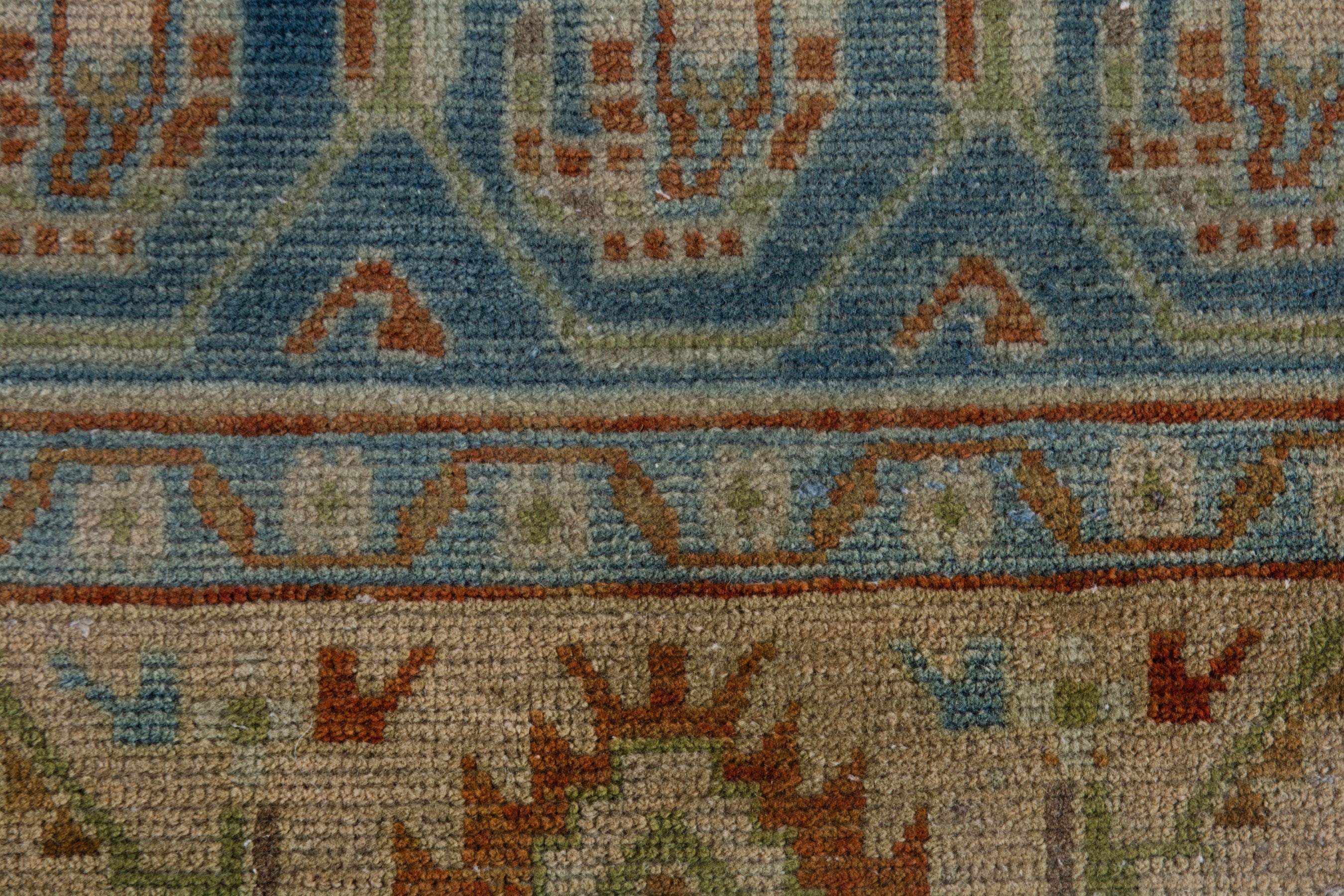 Persian Borujerd area rug in teal and beige, view 15 of 22