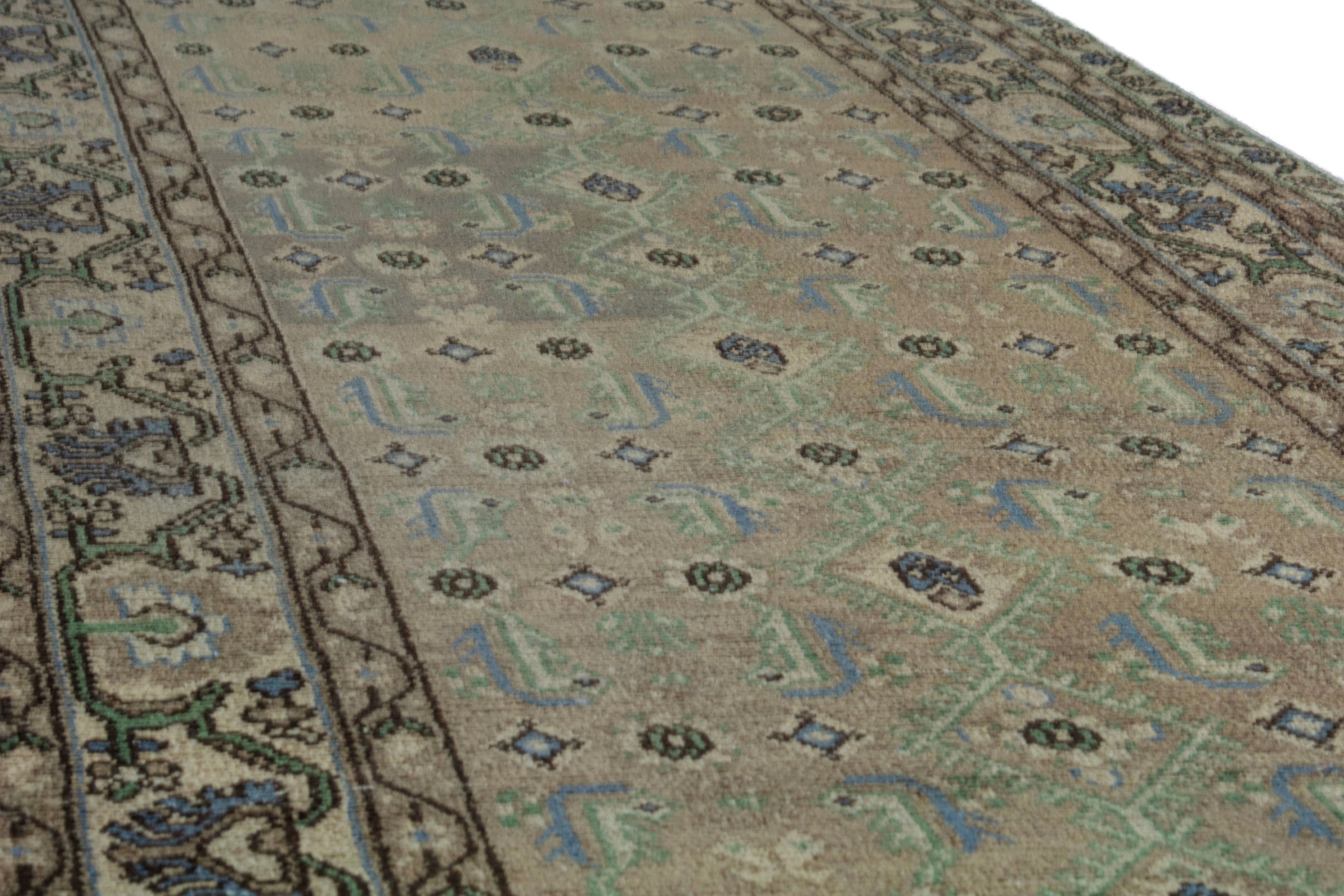 Persian Borujerd runner rug in sage and tan, view 9 of 20