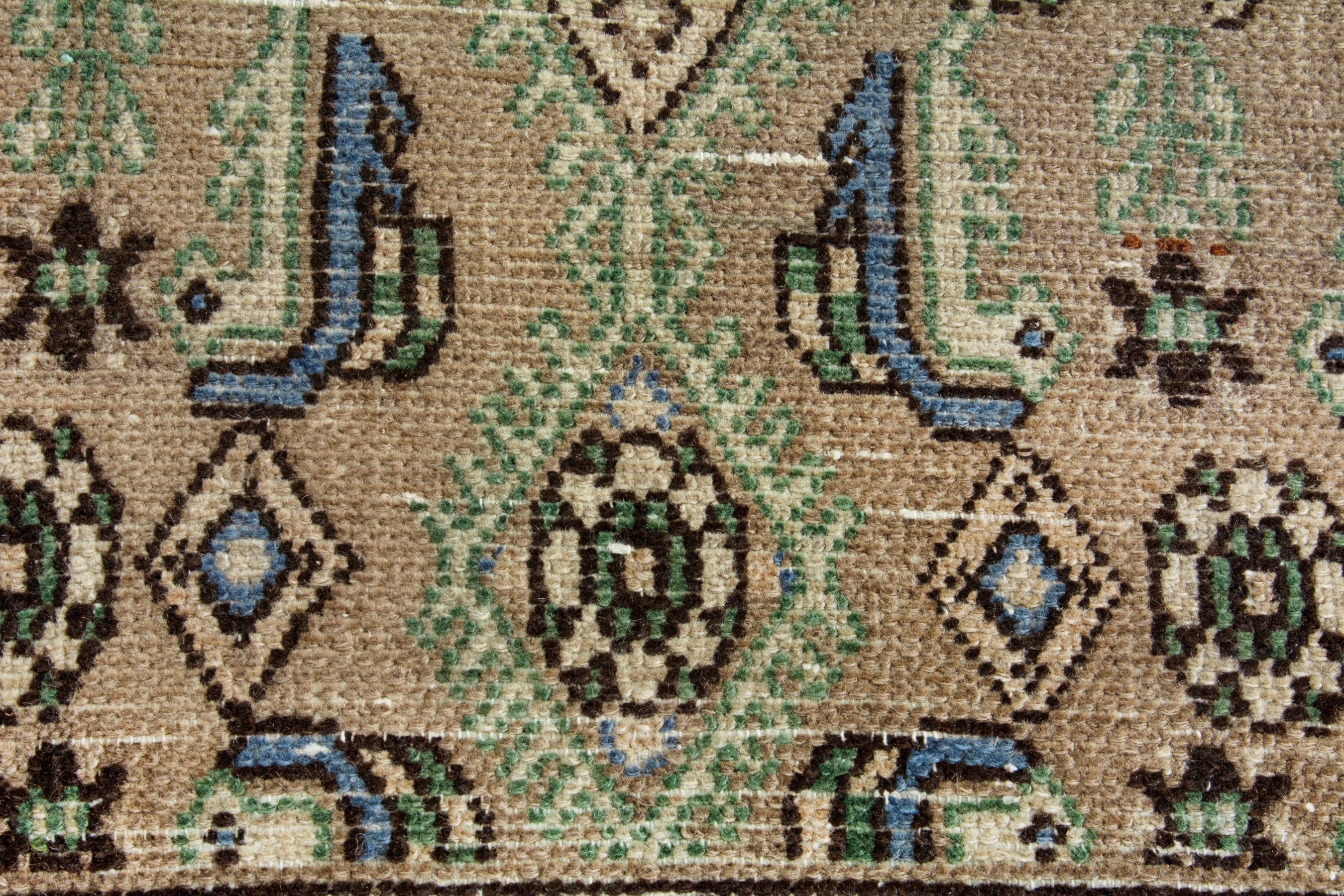 Persian Borujerd runner rug in sage and tan, view 13 of 20