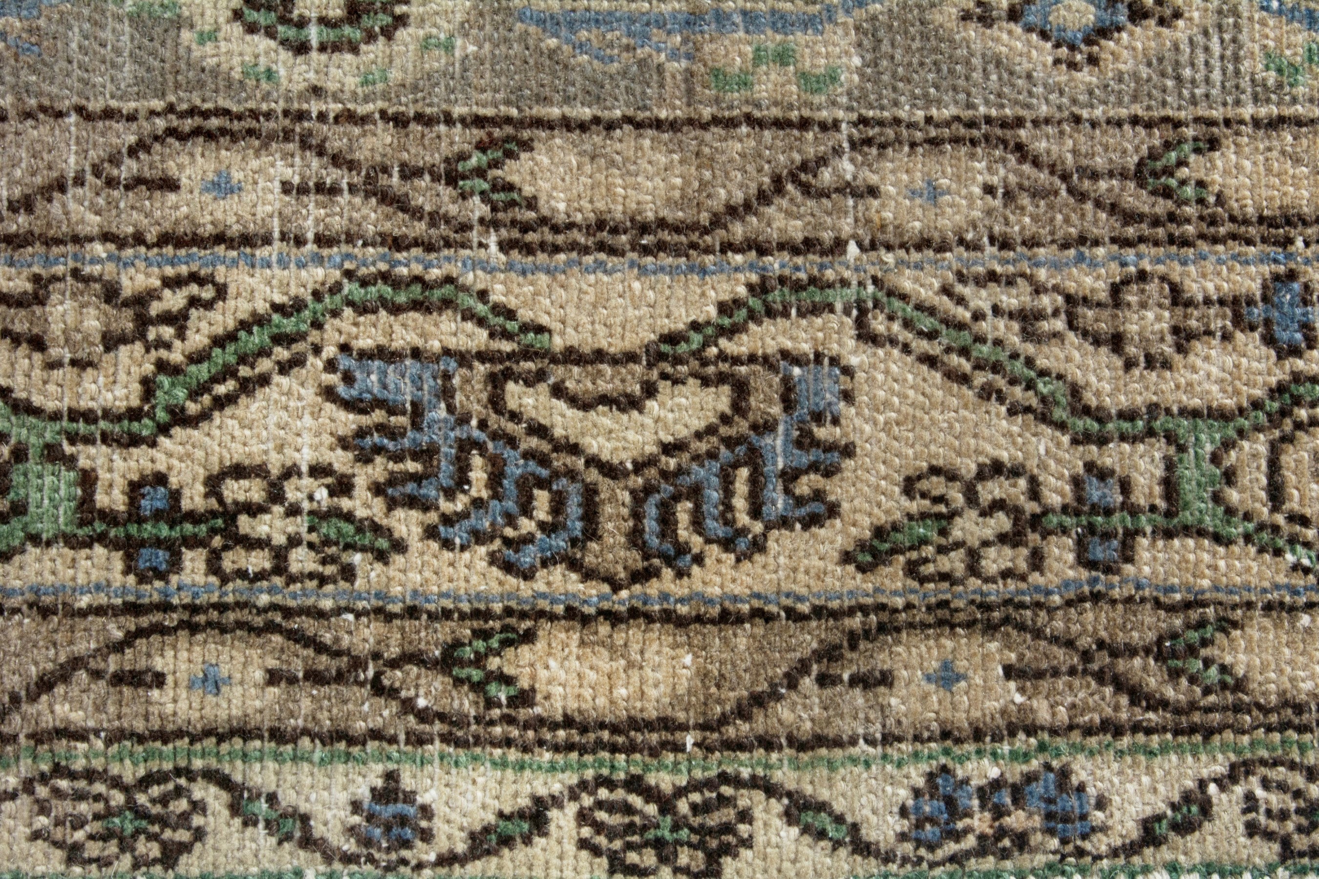 Persian Borujerd runner rug in sage and tan, view 12 of 20
