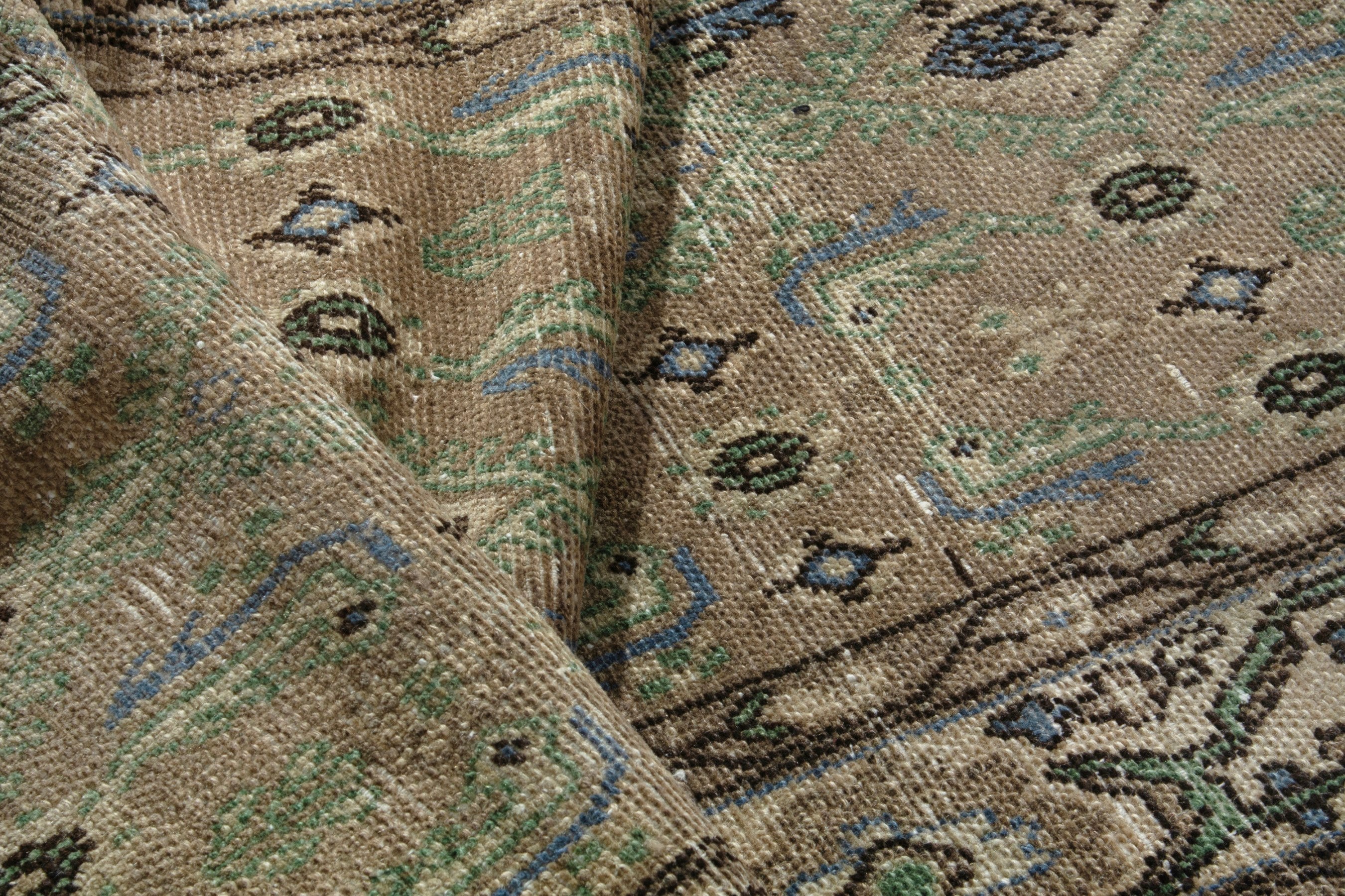 Persian Borujerd runner rug in sage and tan, view 15 of 20
