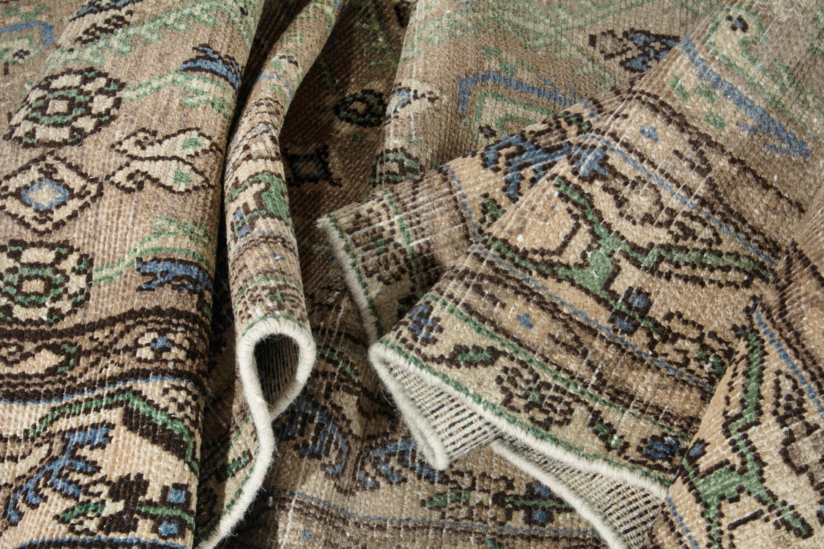 Persian Borujerd runner rug in sage and tan, view 16 of 20