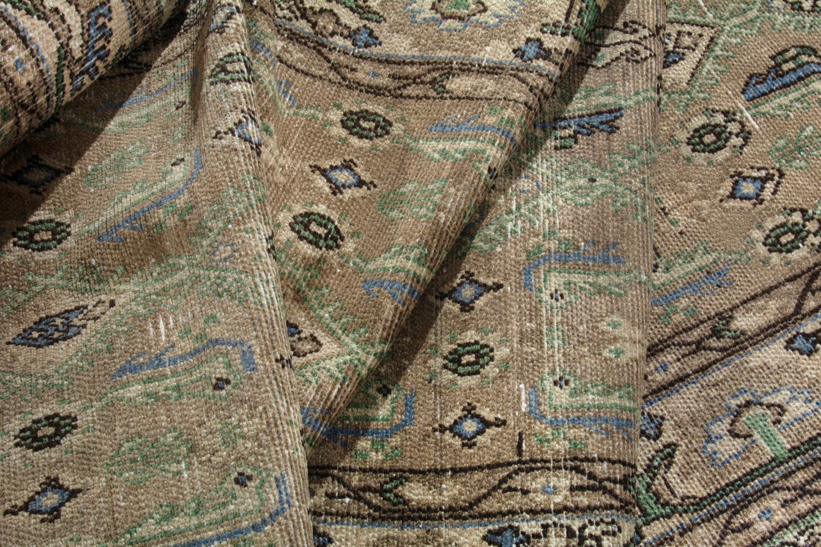 Persian Borujerd runner rug in sage and tan, view 18 of 20