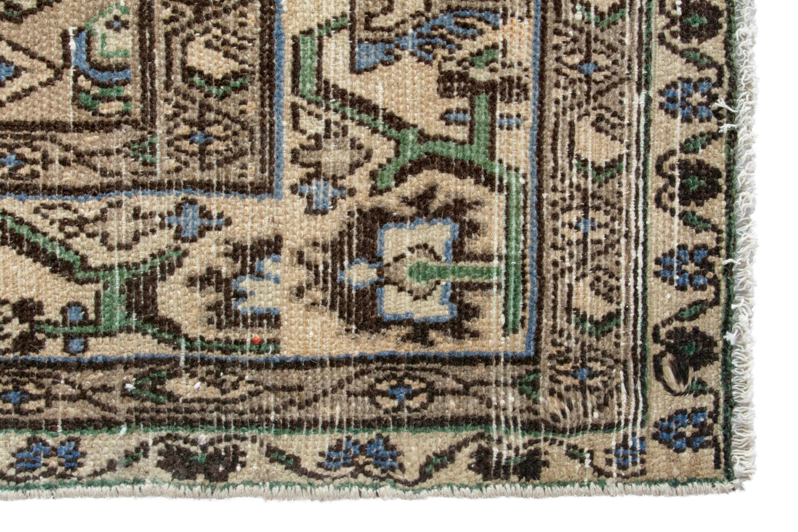 Persian Borujerd runner rug in sage and tan, view 5 of 20