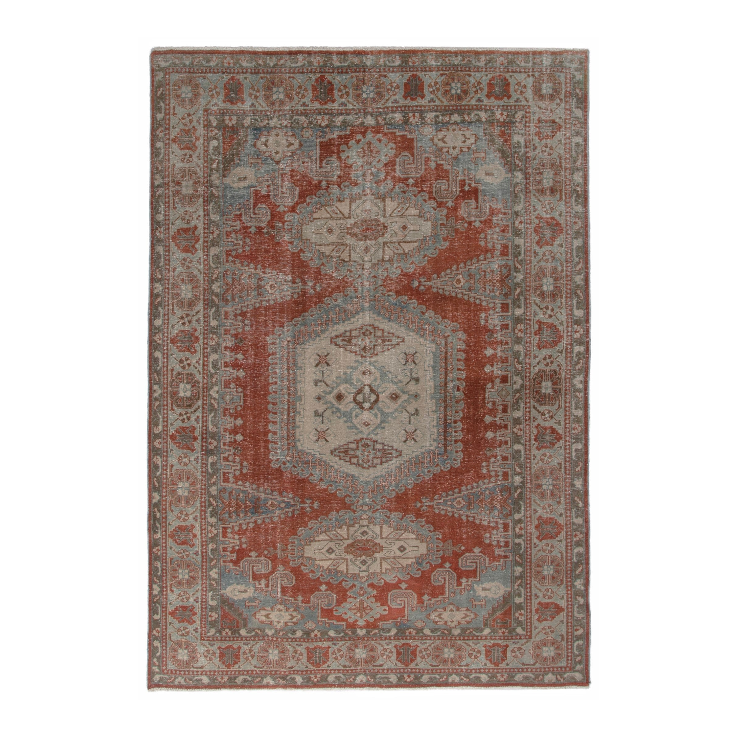 Persian Vist oversized rug in rust and cream, 7' x 10'8"