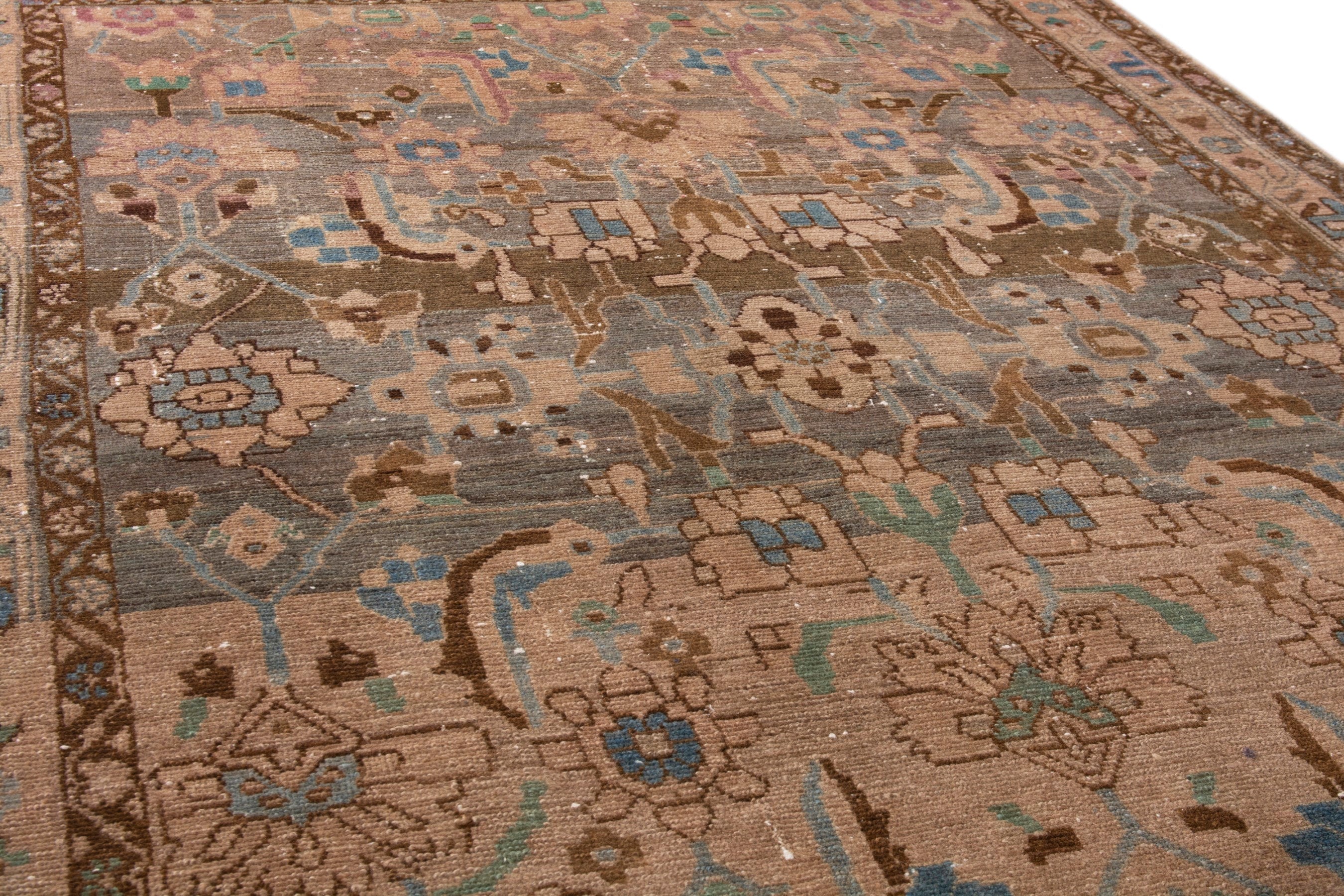 Persian Borujerd area rug in taupe and greige, view 10 of 19