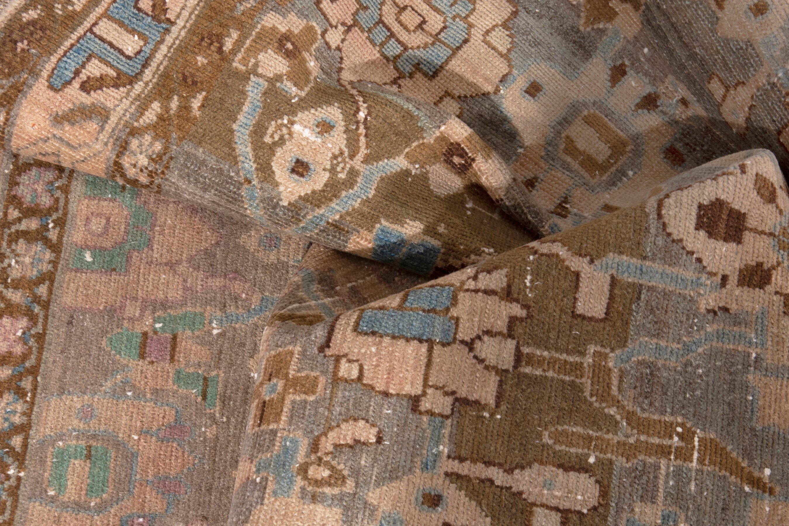 Persian Borujerd area rug in taupe and greige, view 16 of 19