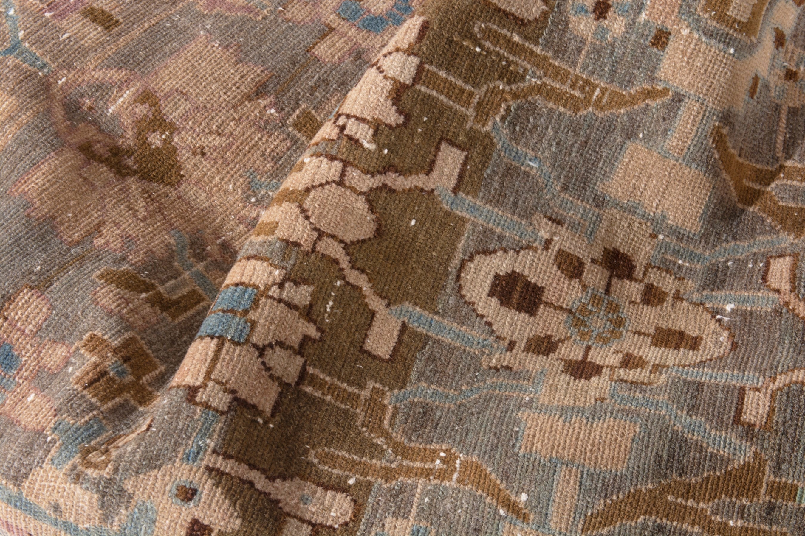 Persian Borujerd area rug in taupe and greige, view 17 of 19