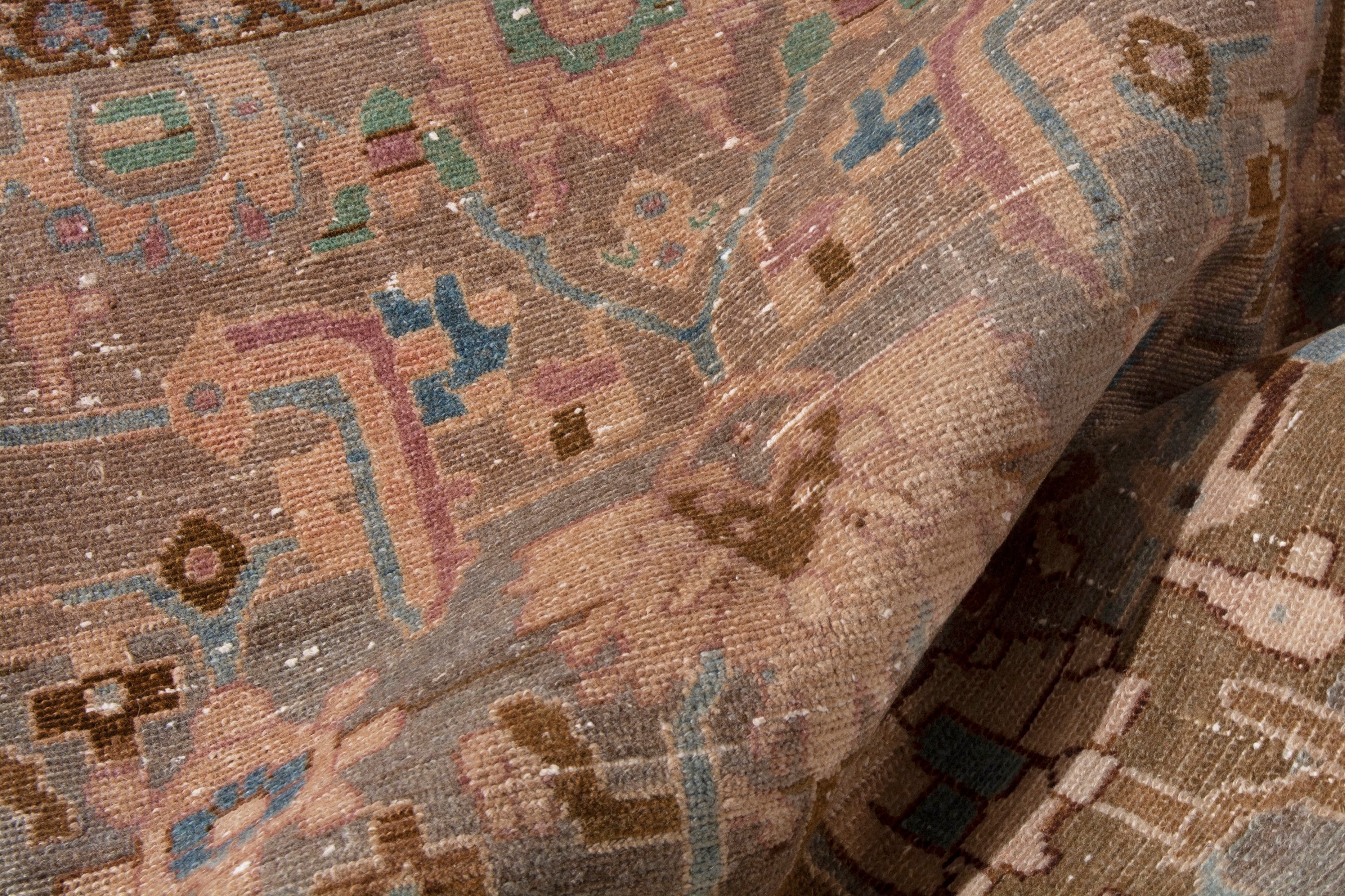 Persian Borujerd area rug in taupe and greige, view 18 of 19