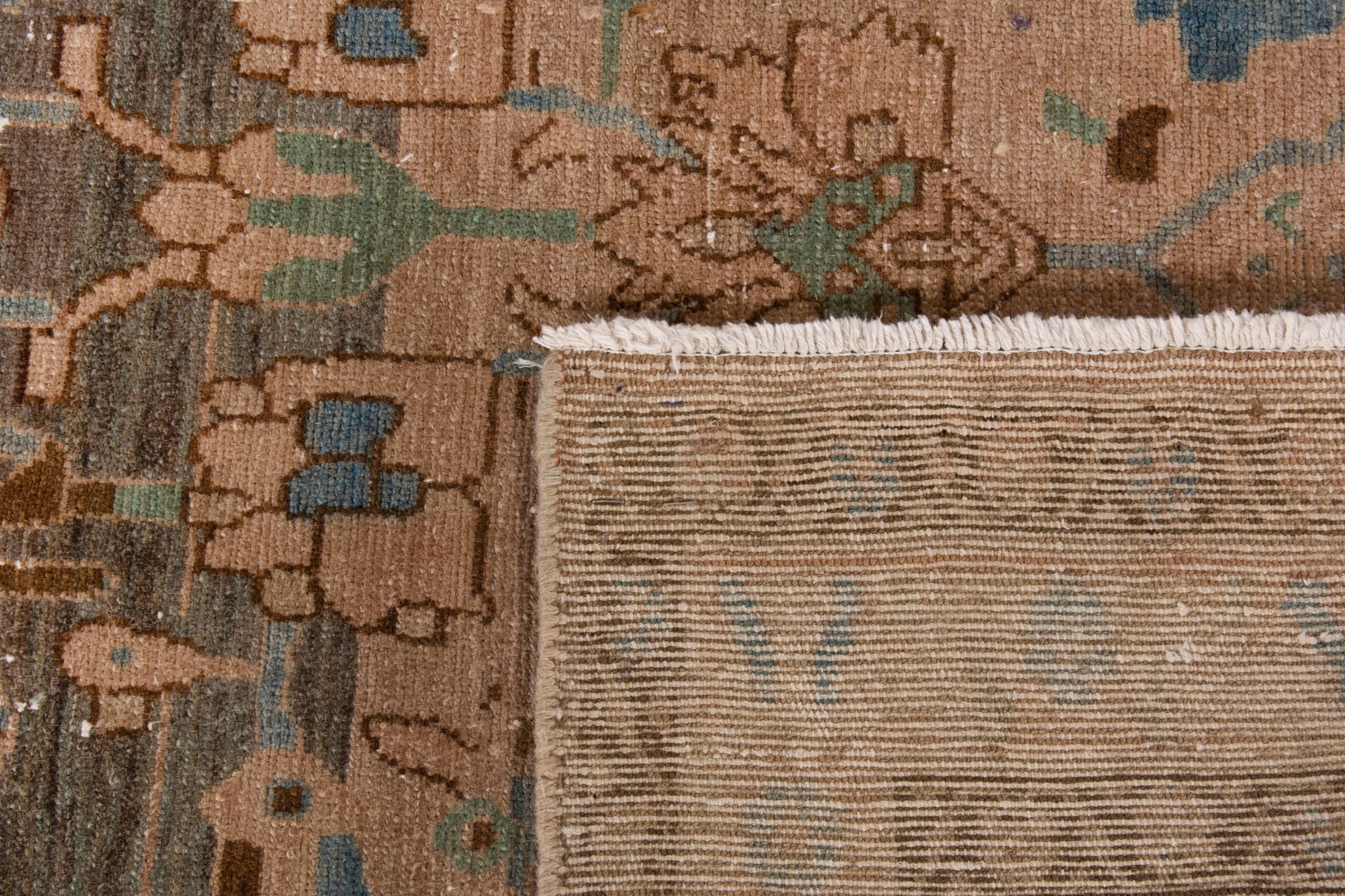Persian Borujerd area rug in taupe and greige, view 19 of 19