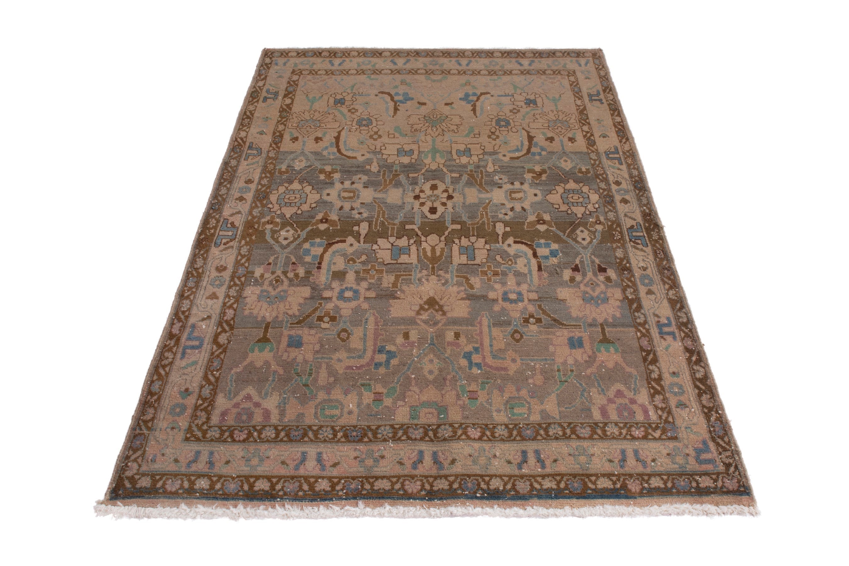 Persian Borujerd area rug in taupe and greige, view 2 of 19