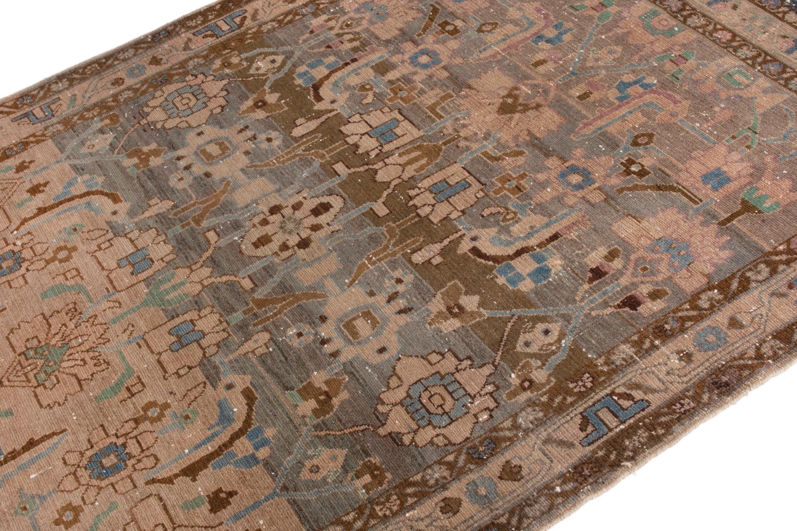 Persian Borujerd area rug in taupe and greige, view 6 of 19