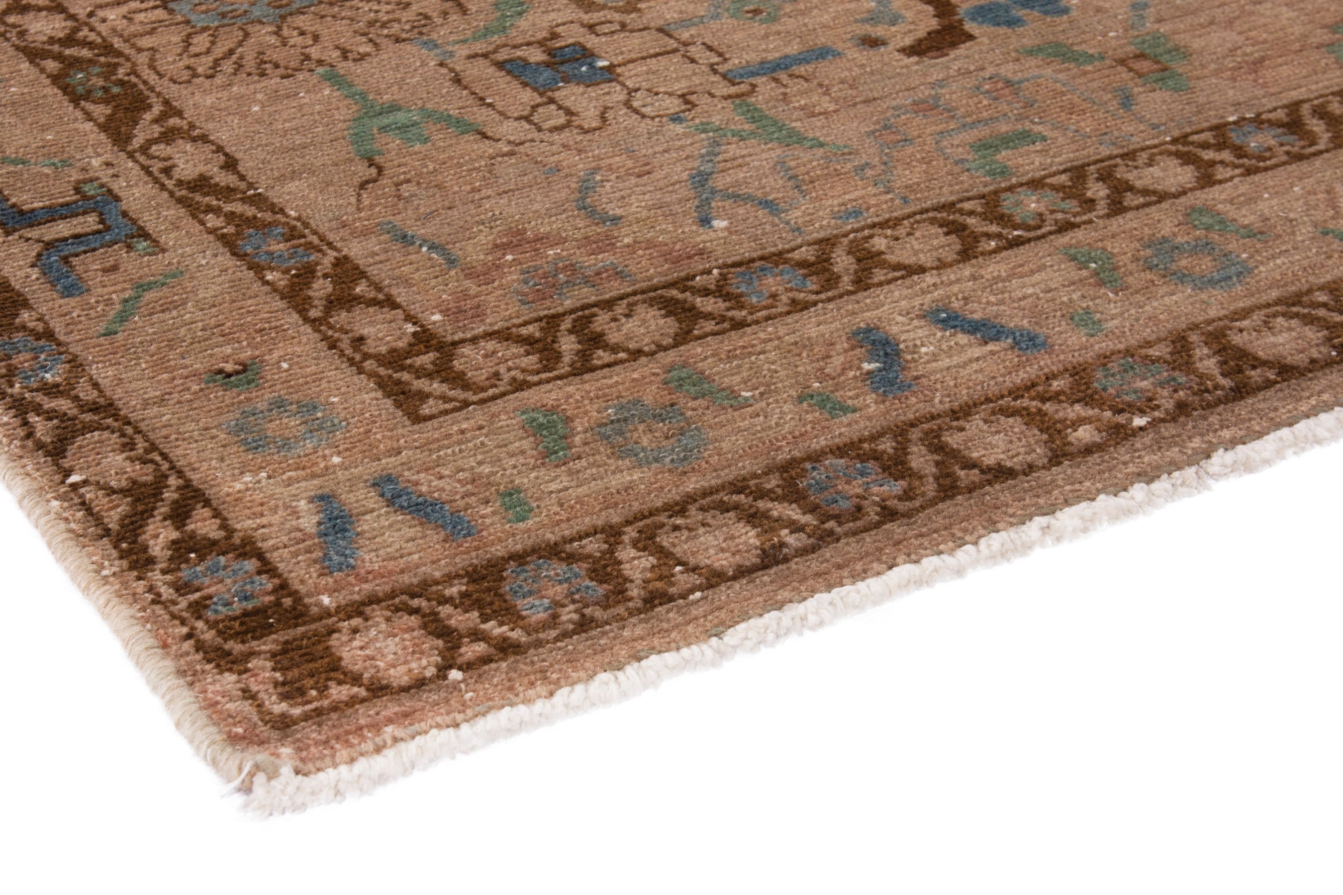 Persian Borujerd area rug in taupe and greige, view 4 of 19