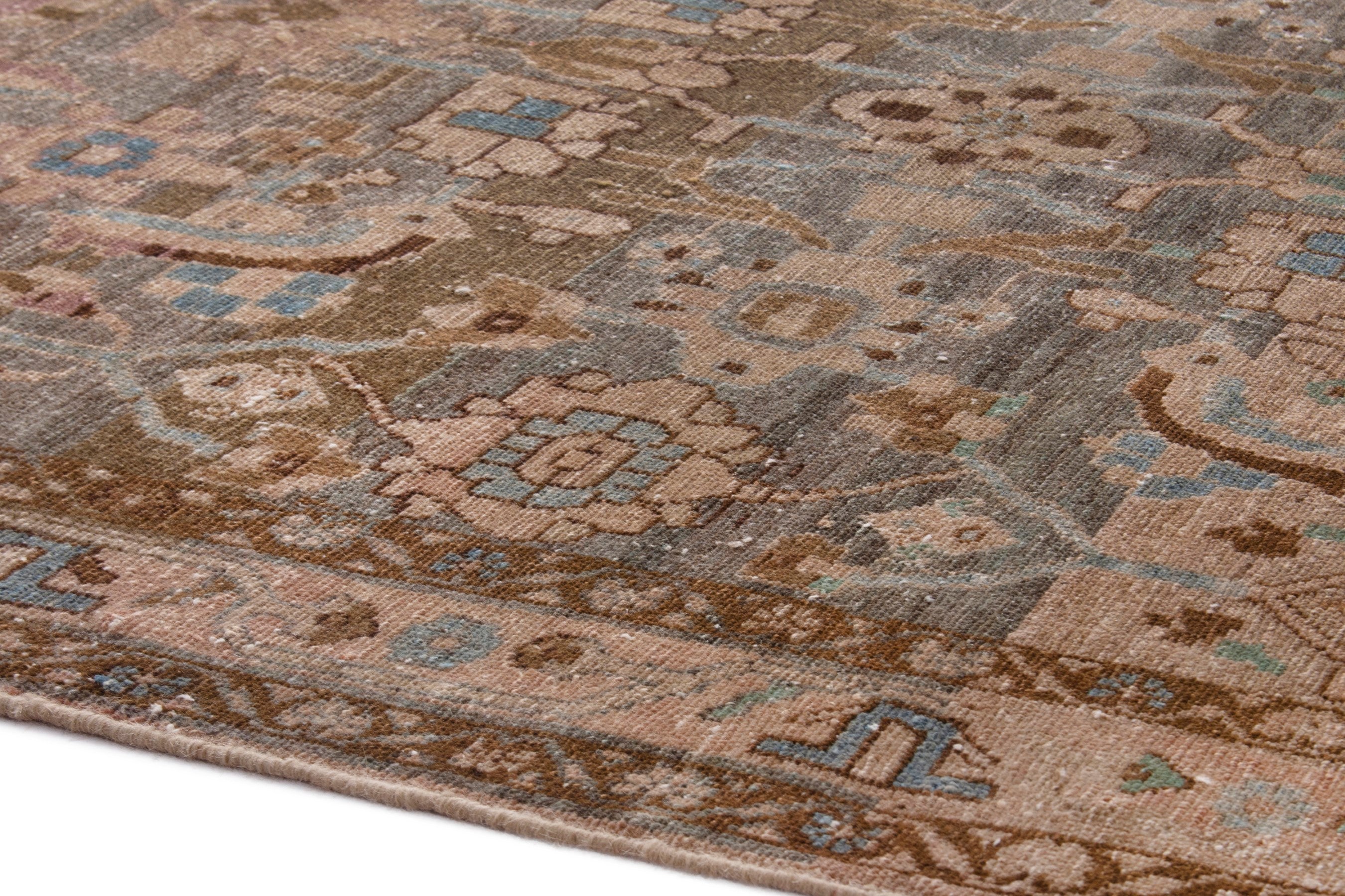 Persian Borujerd area rug in taupe and greige, view 8 of 19
