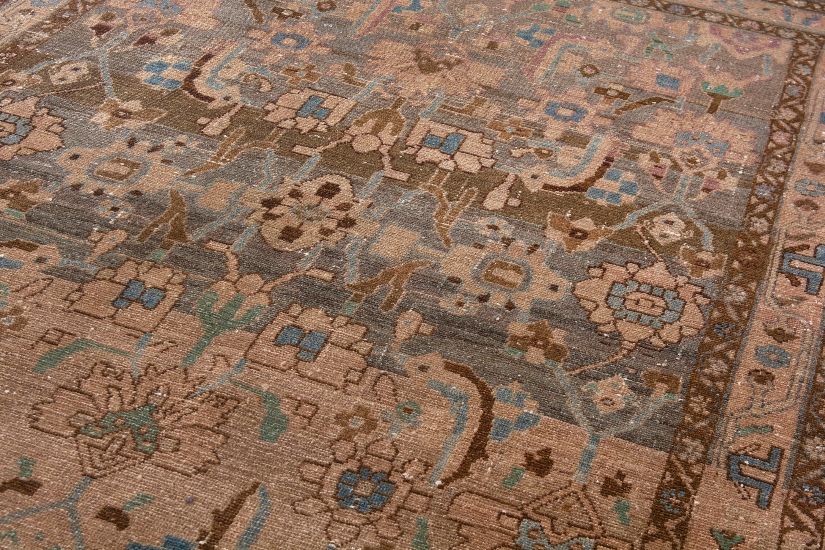 Persian Borujerd area rug in taupe and greige, view 9 of 19