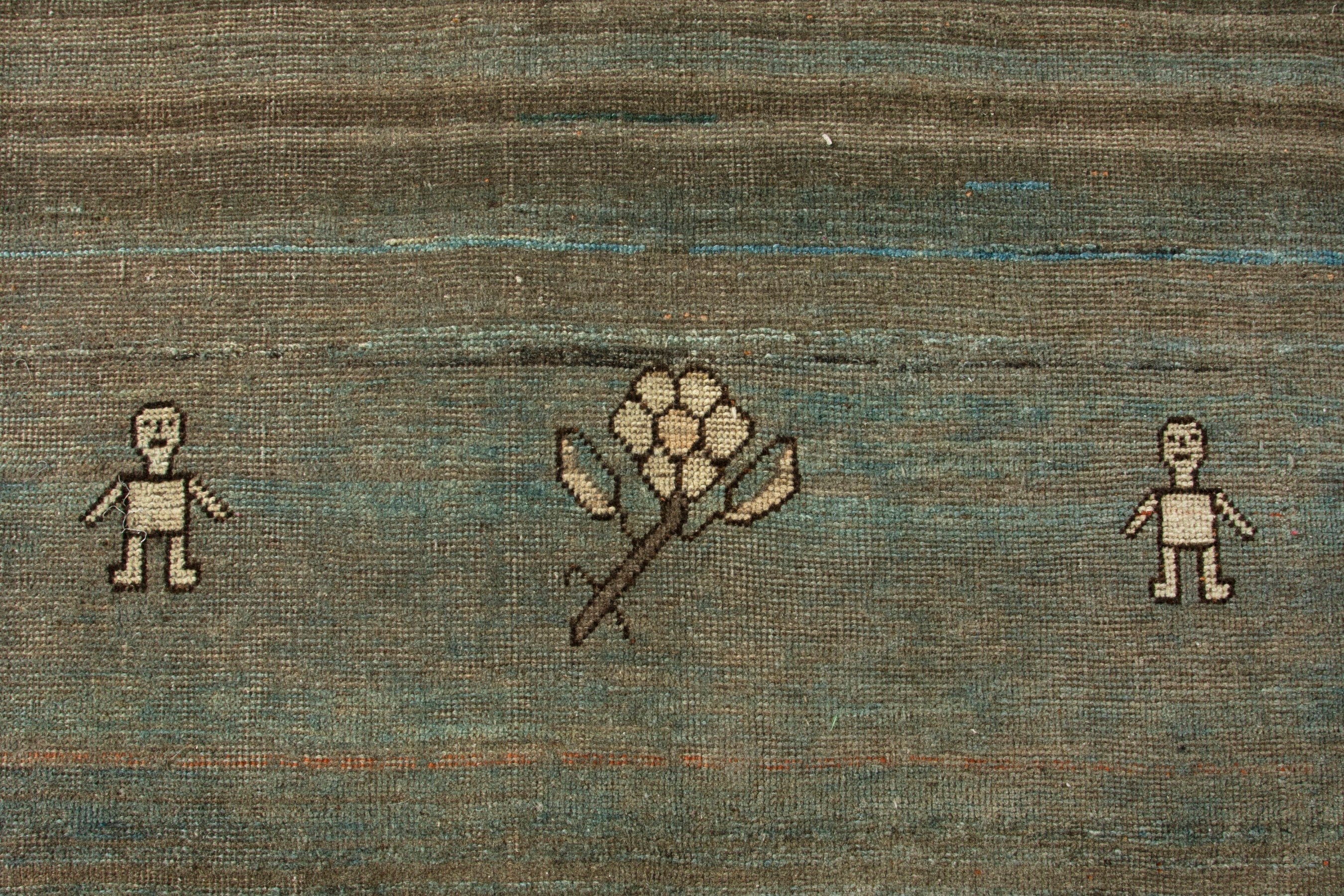 Persian Gabbeh area rug in taupe and sage, view 15 of 18