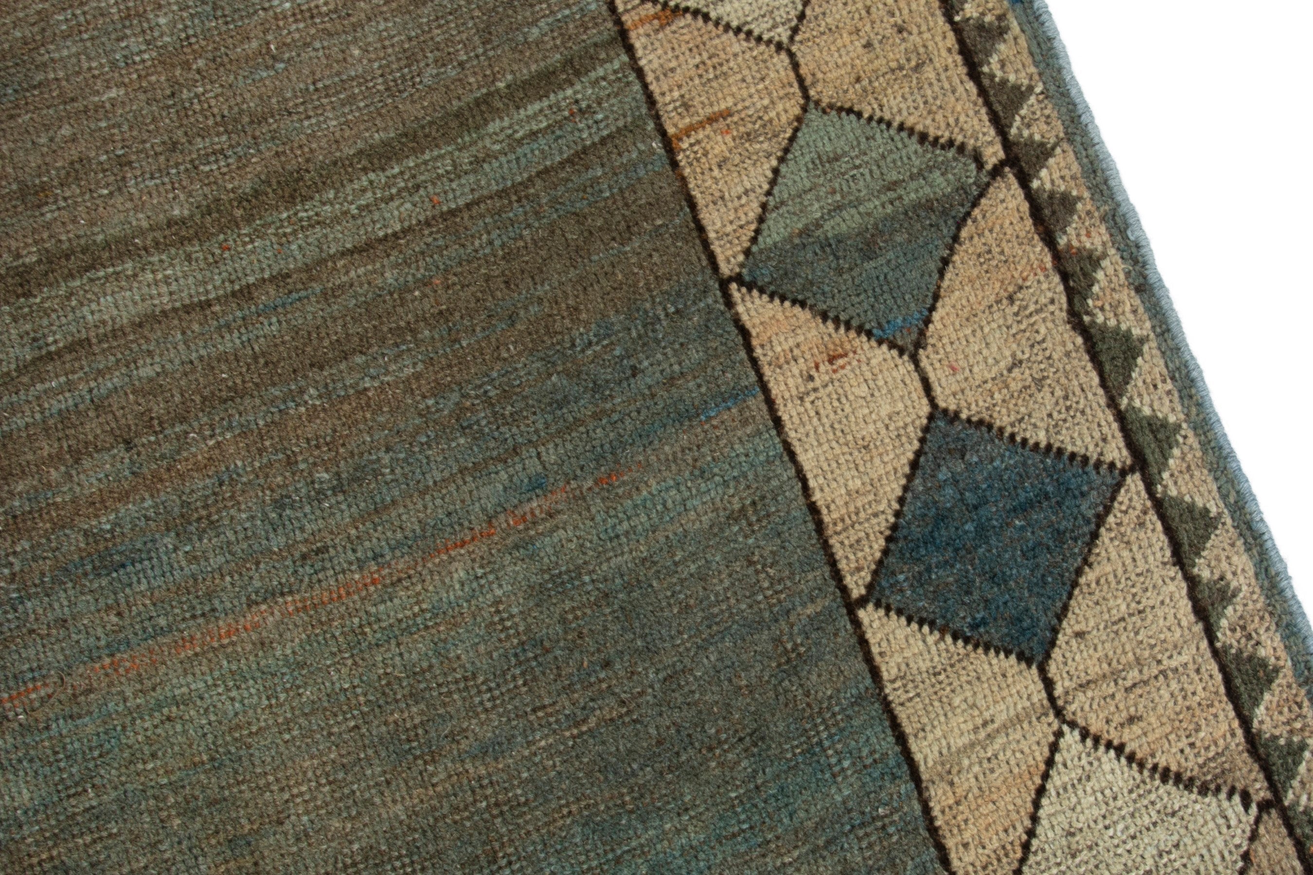 Persian Gabbeh area rug in taupe and sage, view 8 of 18