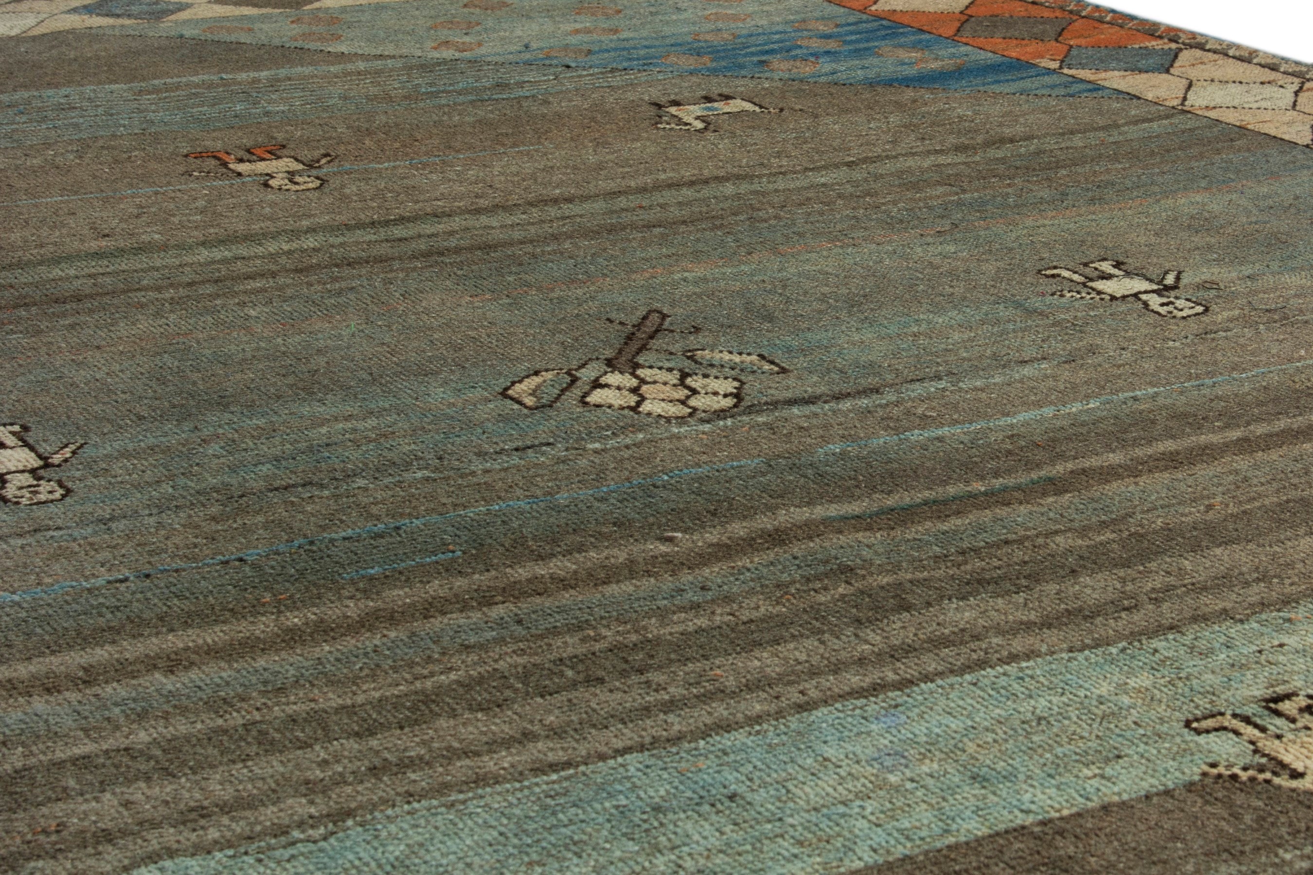 Persian Gabbeh area rug in taupe and sage, view 10 of 18