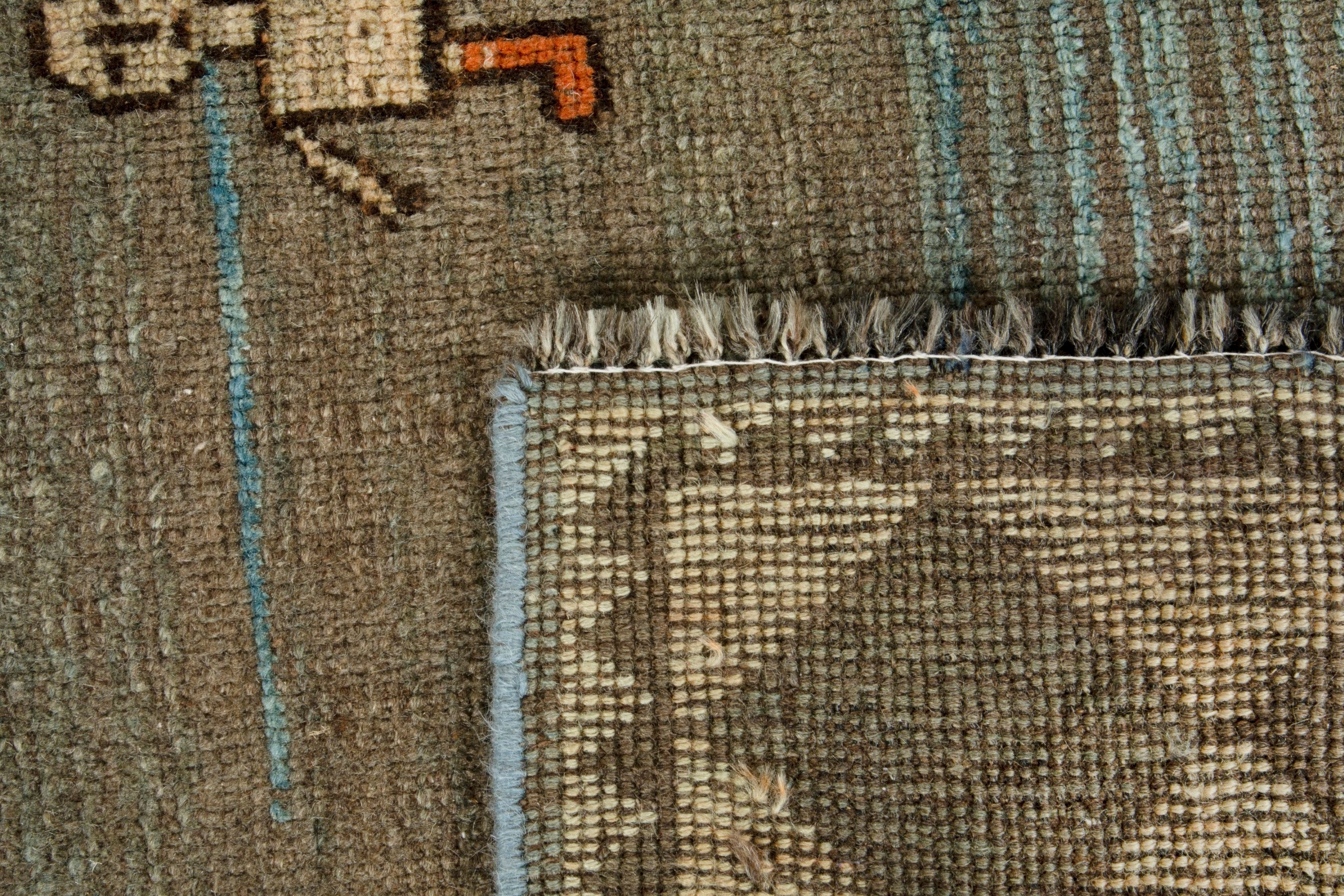 Persian Gabbeh area rug in taupe and sage, view 18 of 18