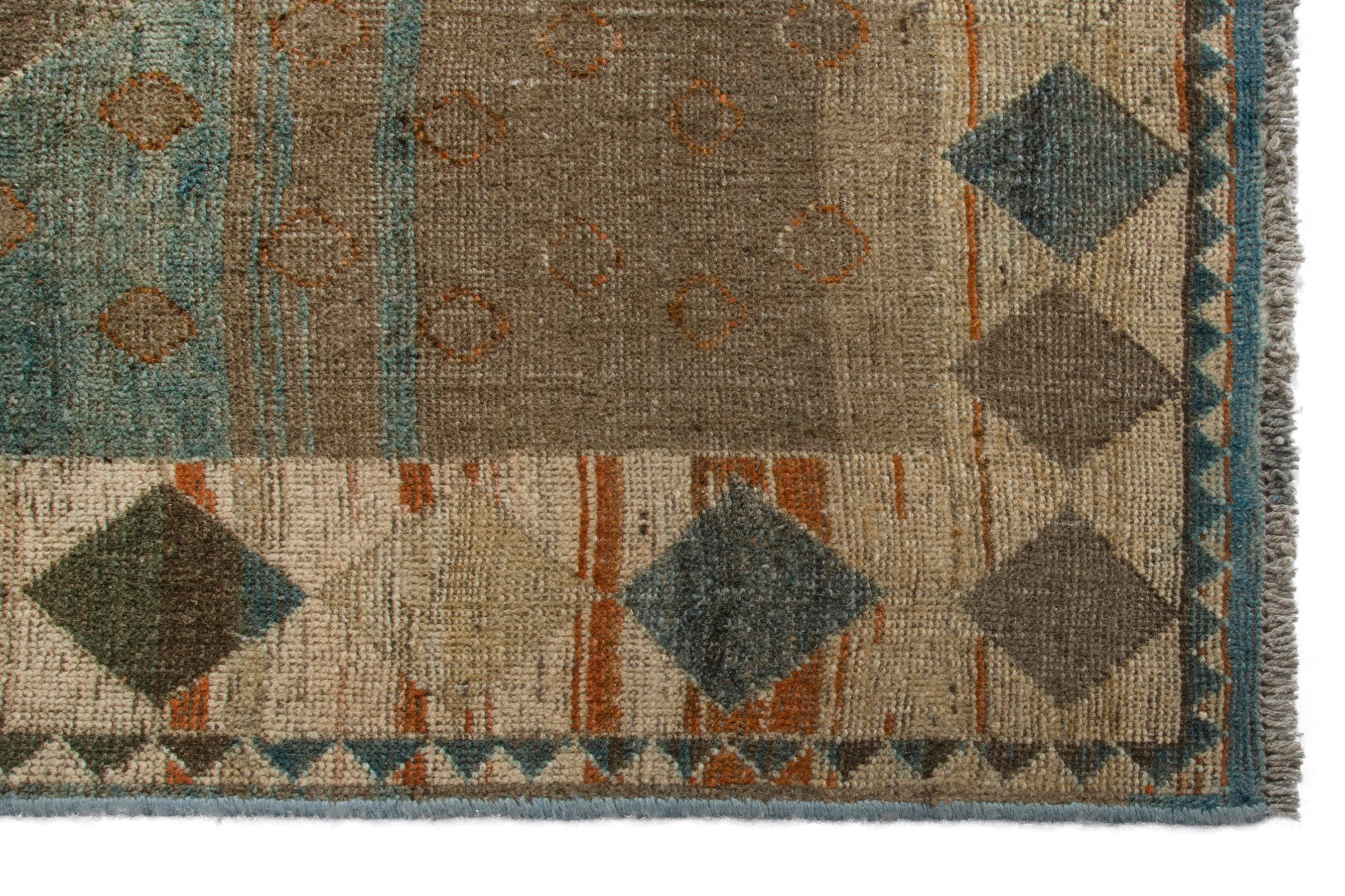 Persian Gabbeh area rug in taupe and sage, view 5 of 18