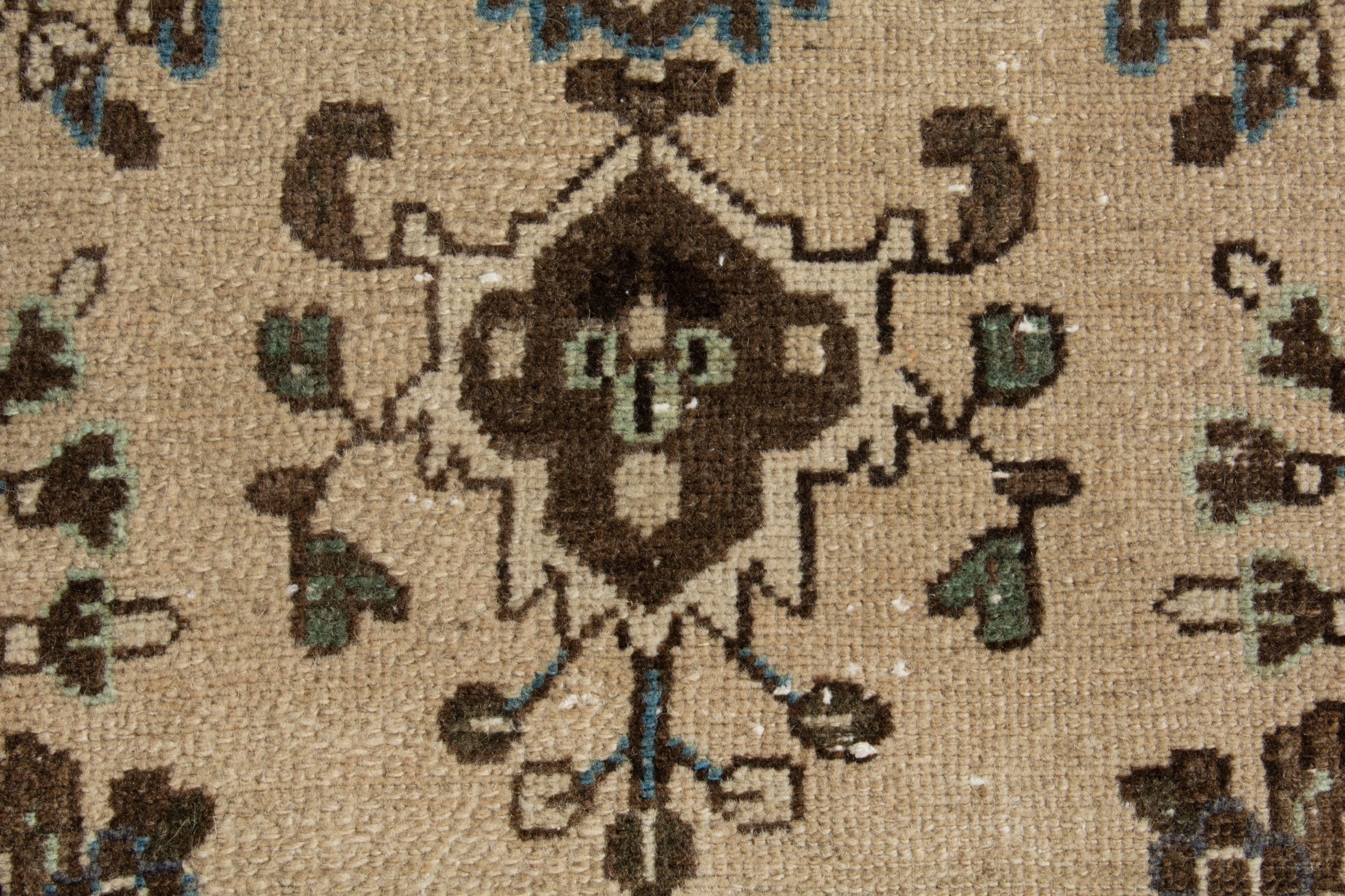 Persian Hamedan runner rug in cream and brown, view 13 of 18