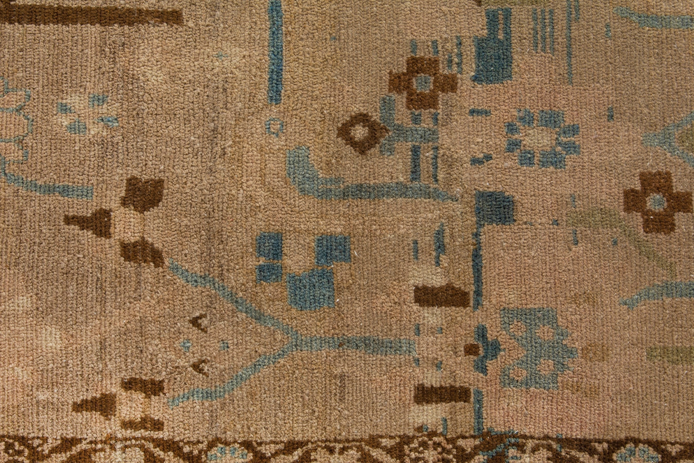 Persian Borujerd area rug in greige and tan, view 13 of 18