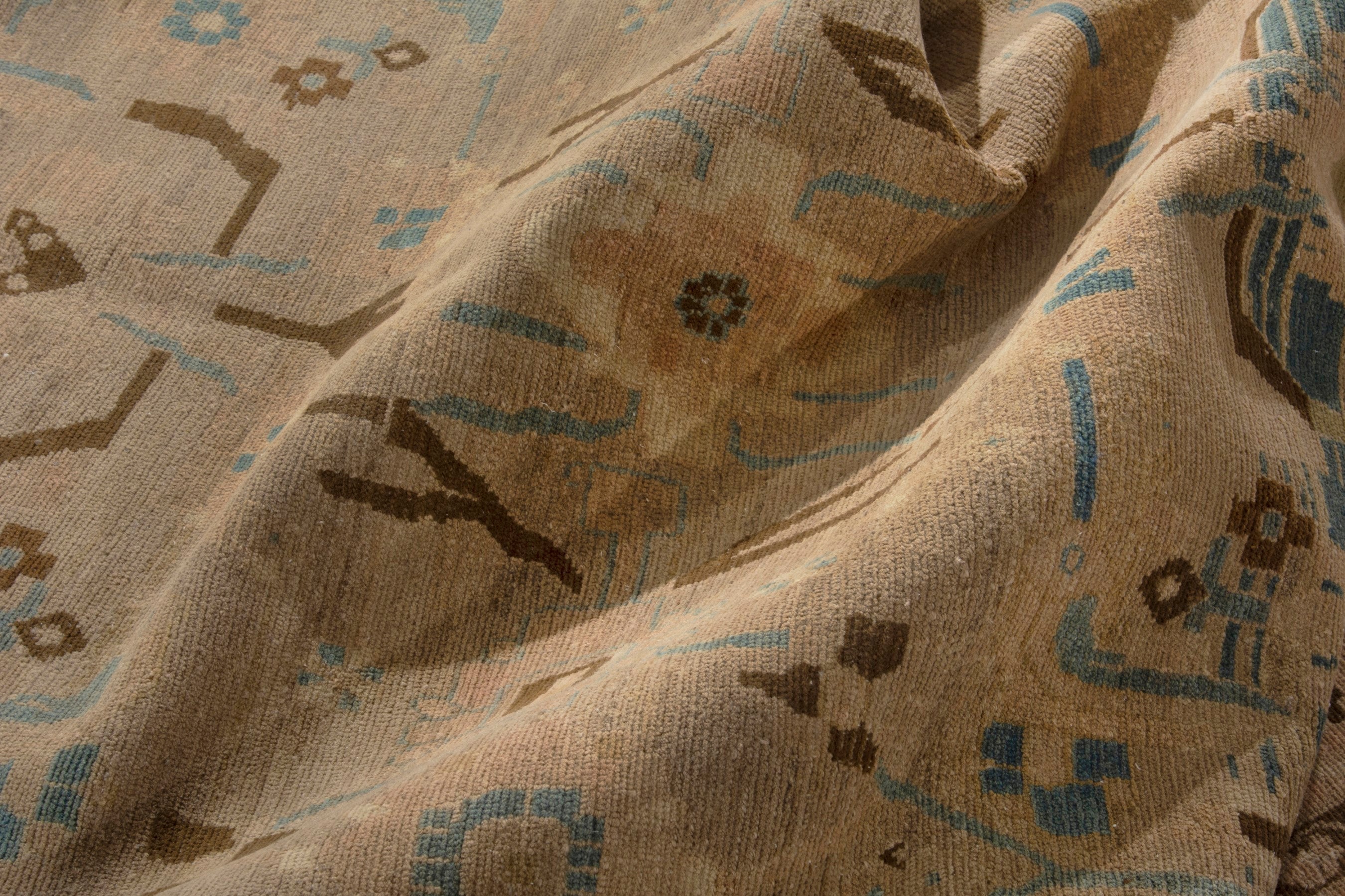 Persian Borujerd area rug in greige and tan, view 15 of 18